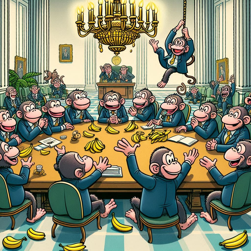 What if monkeys were running the government? Would they do a better job than politicians? (Hint: Probably.)