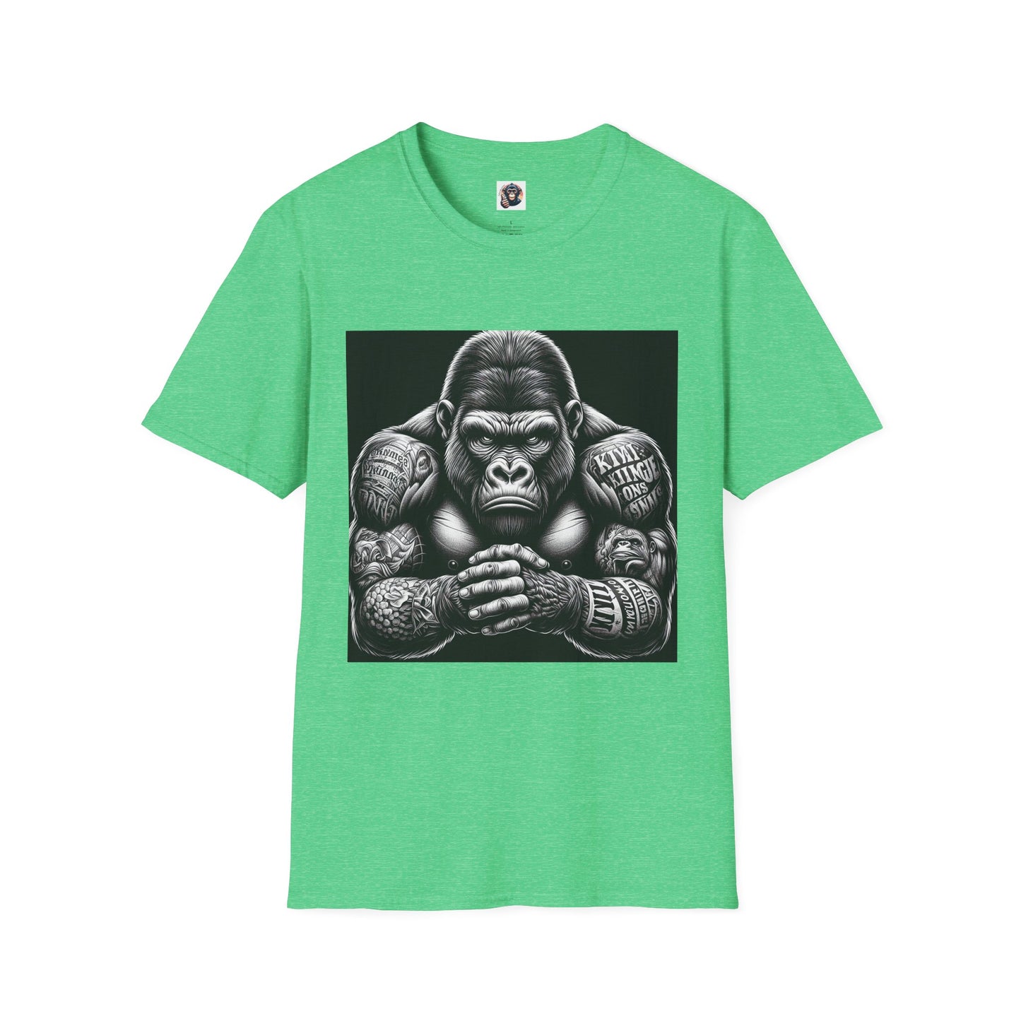 Gorilla tough guy shirt T-Shirt Printify S Heather Irish Green