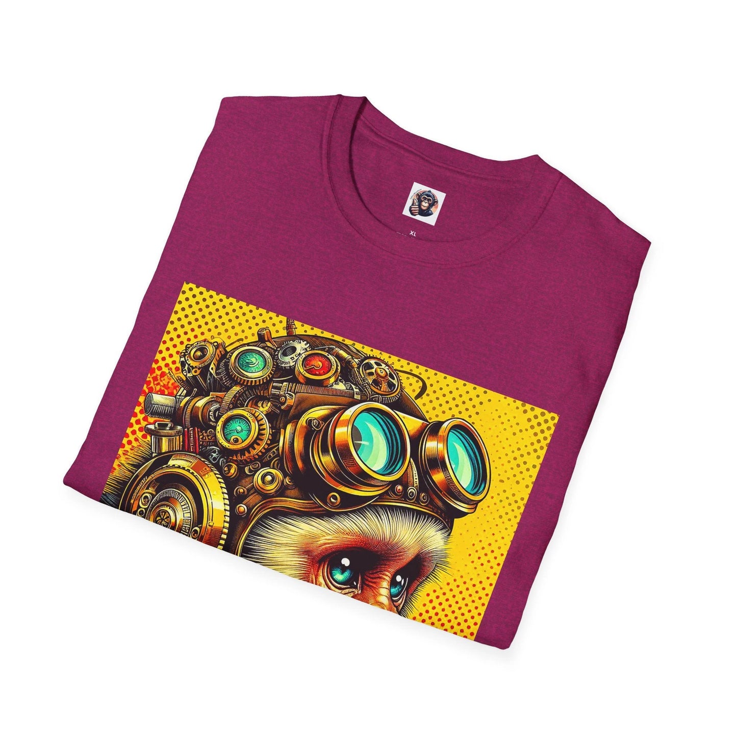 Capuchin Monkey Steampunk Graphic T Shirt For Men And Women Cotton Tee With Vibrant Retro Futuristic Animal Design by Printify