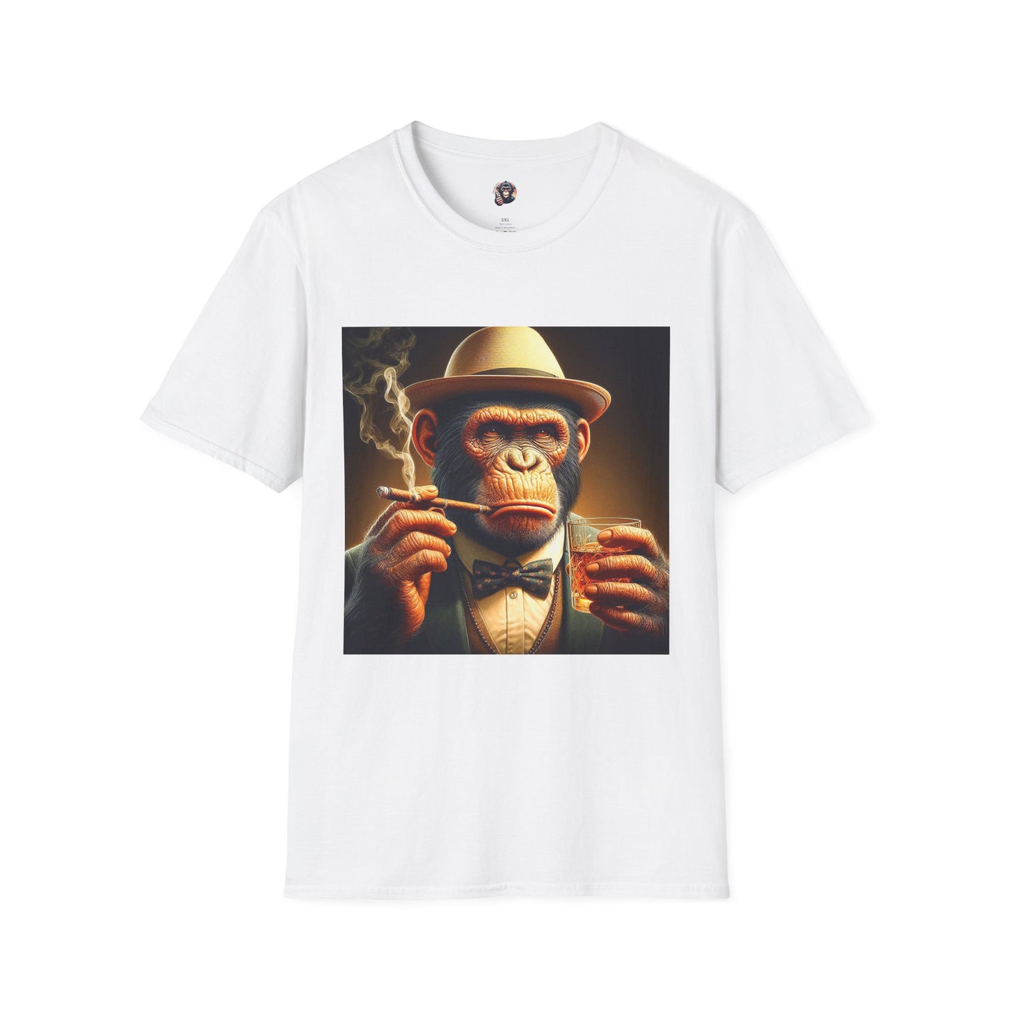 Bonobo whiskey and smoking T-Shirt Printify S White
