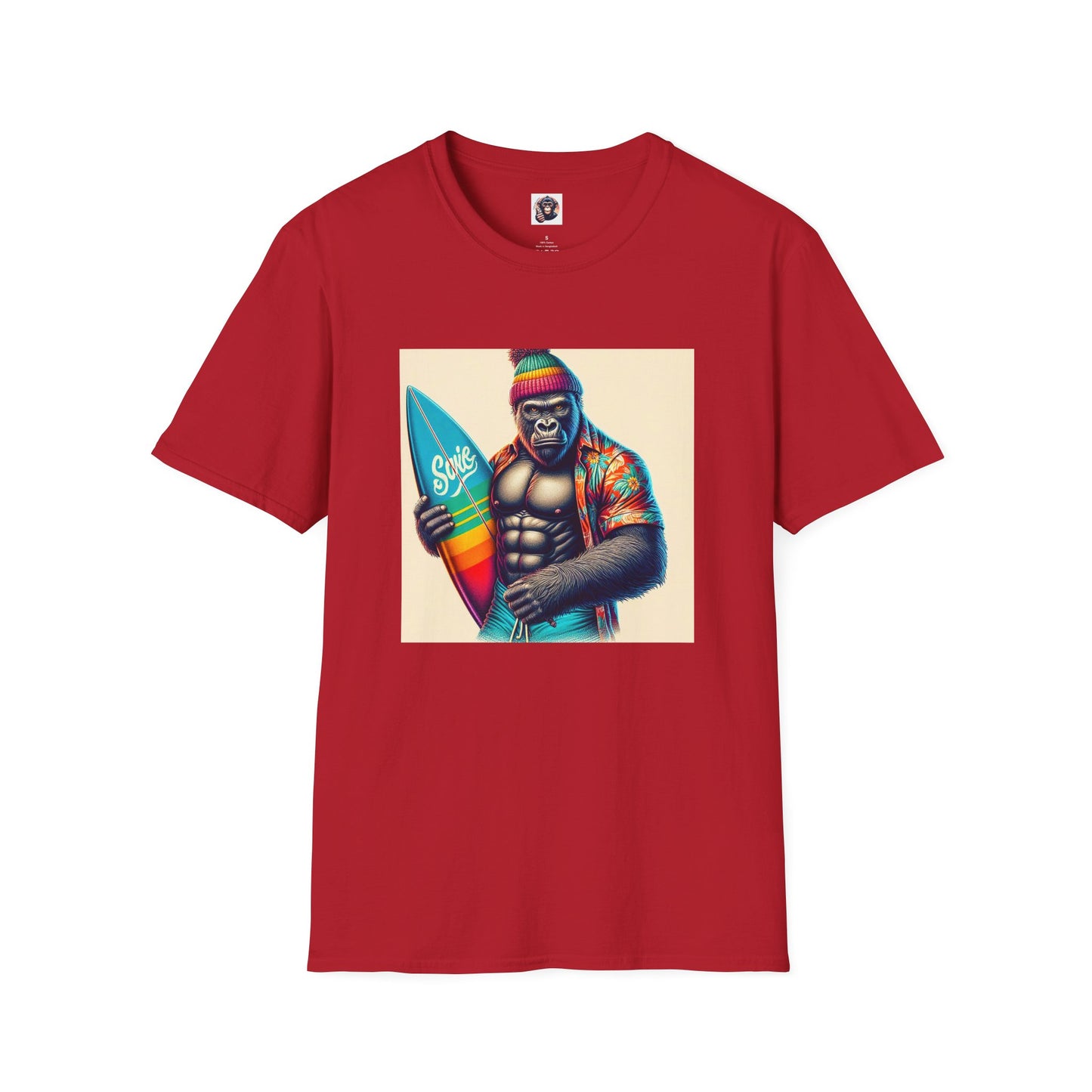Gorilla angry surfer T-Shirt Printify S Cherry Red