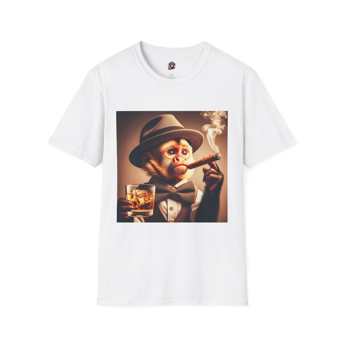 Capuchin Monkey smoking cigar shirt T-Shirt Printify S White