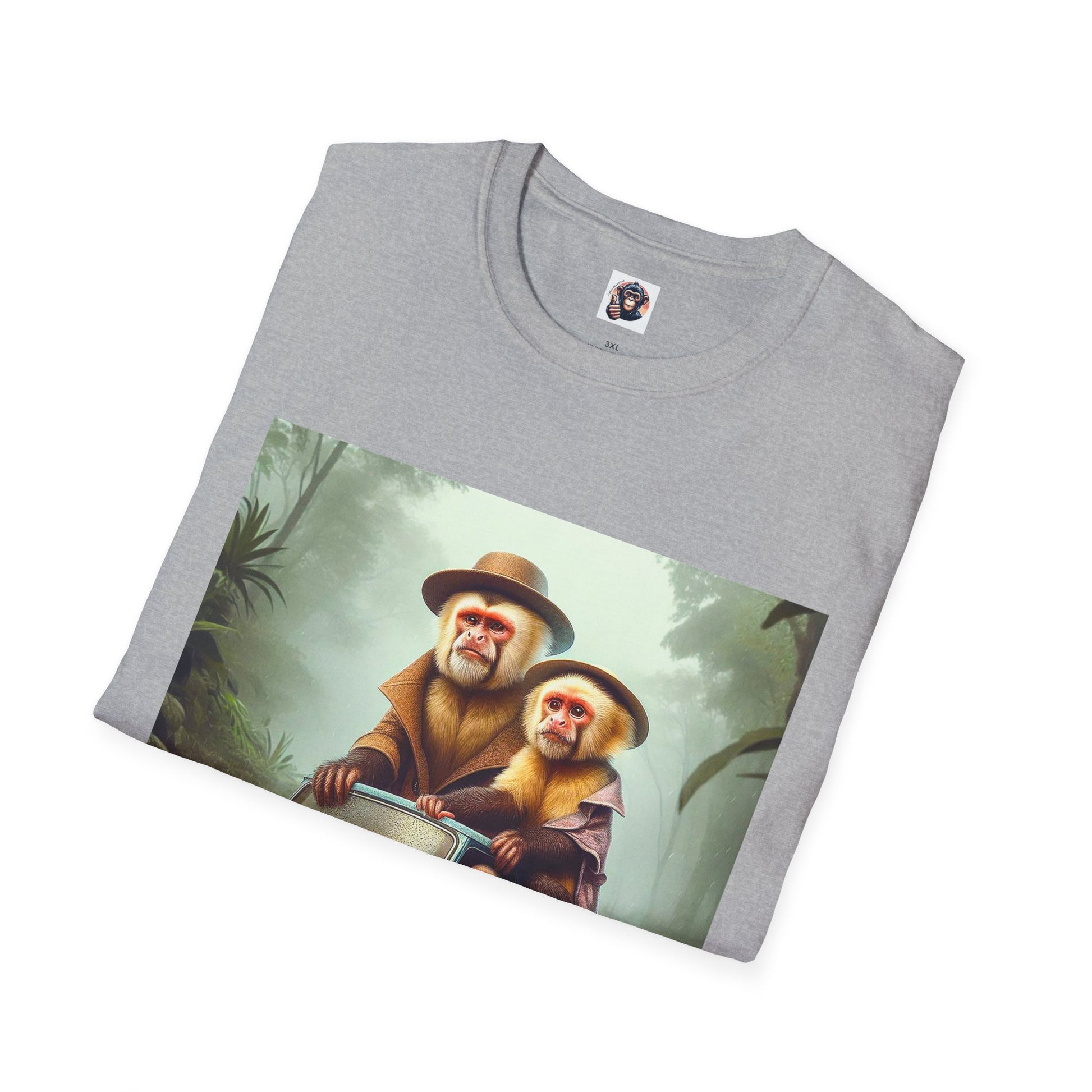 Capuchin Monkey couple driving shirt T-Shirt Printify