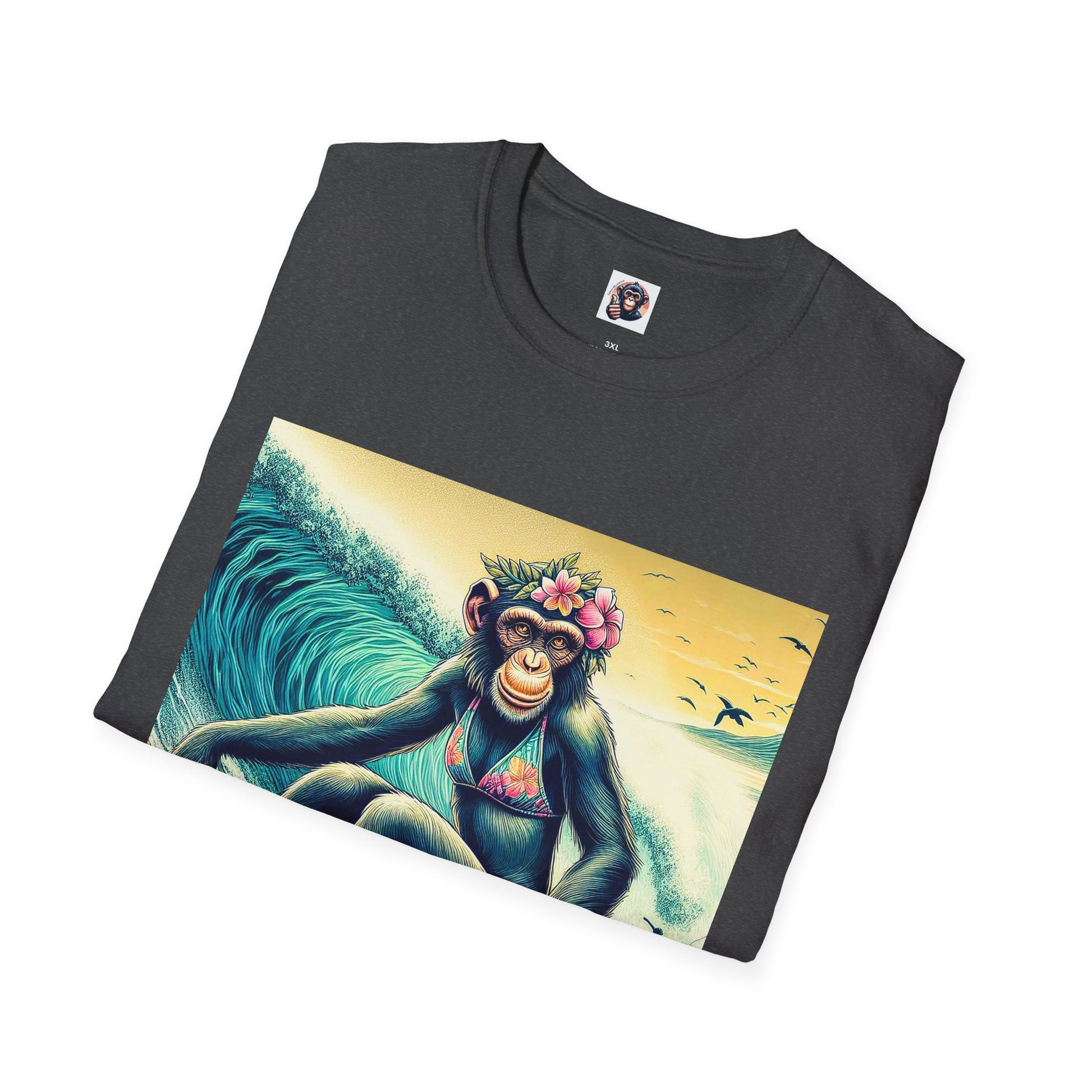 Chimp surfer girl T-Shirt Printify