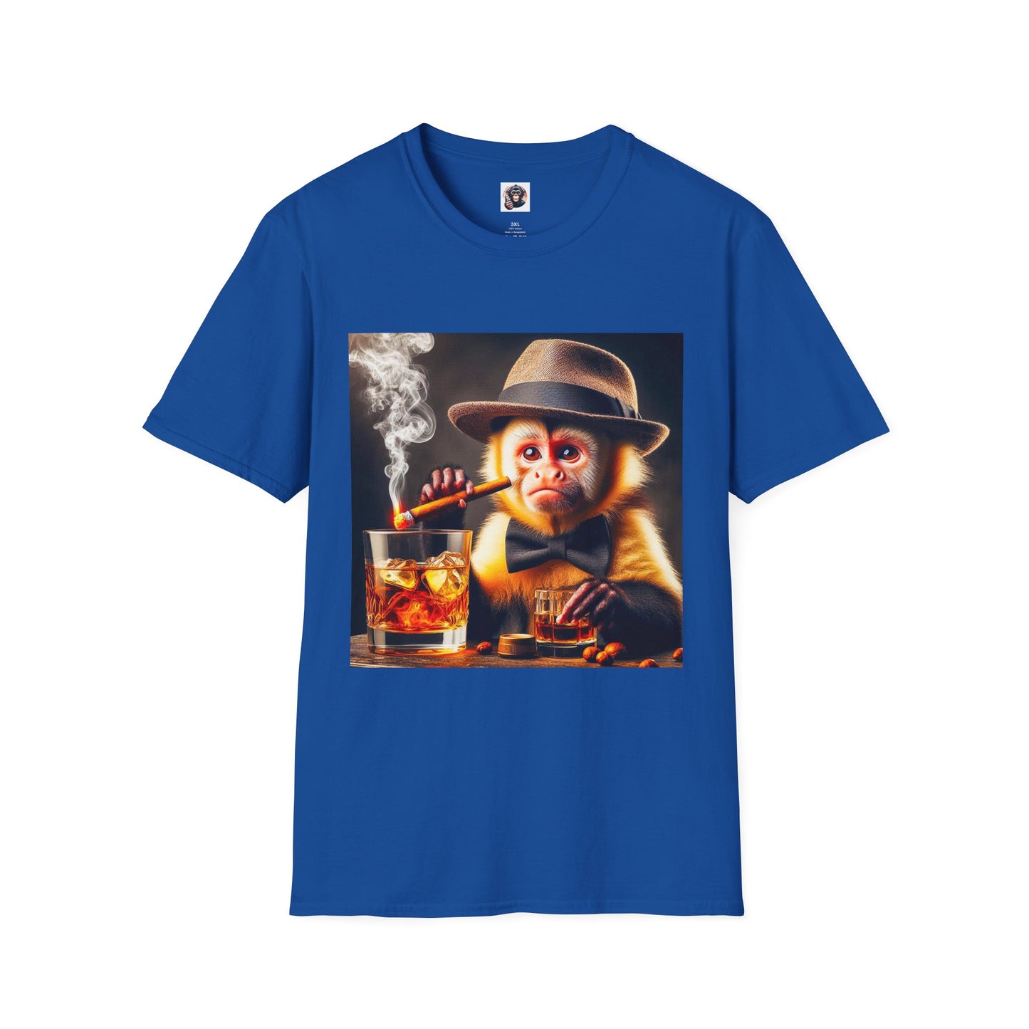 Capuchin Monkey smoking shirt T-Shirt Printify XS Royal