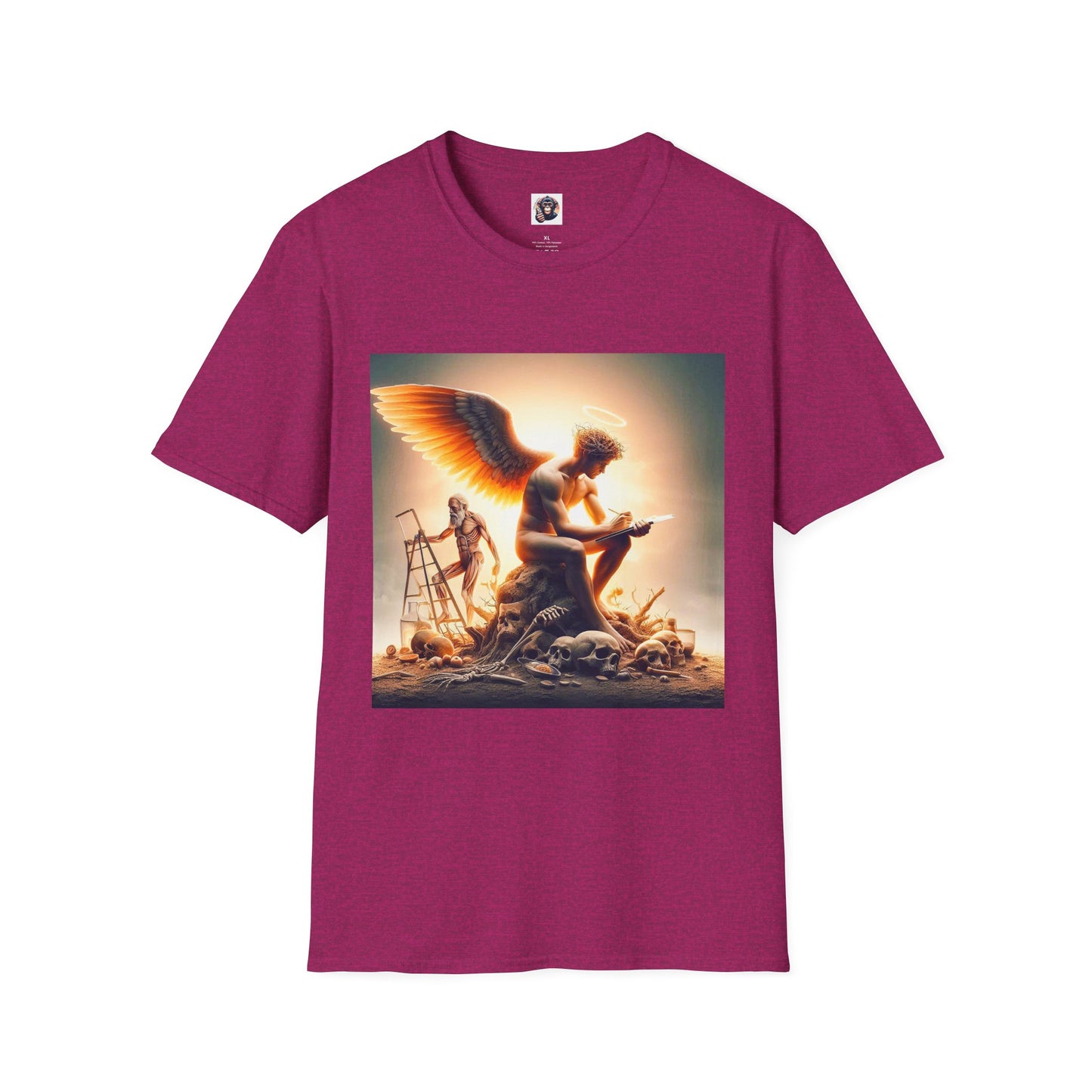 Homo Sapiens Angel reading T-Shirt Printify S Antique Heliconia