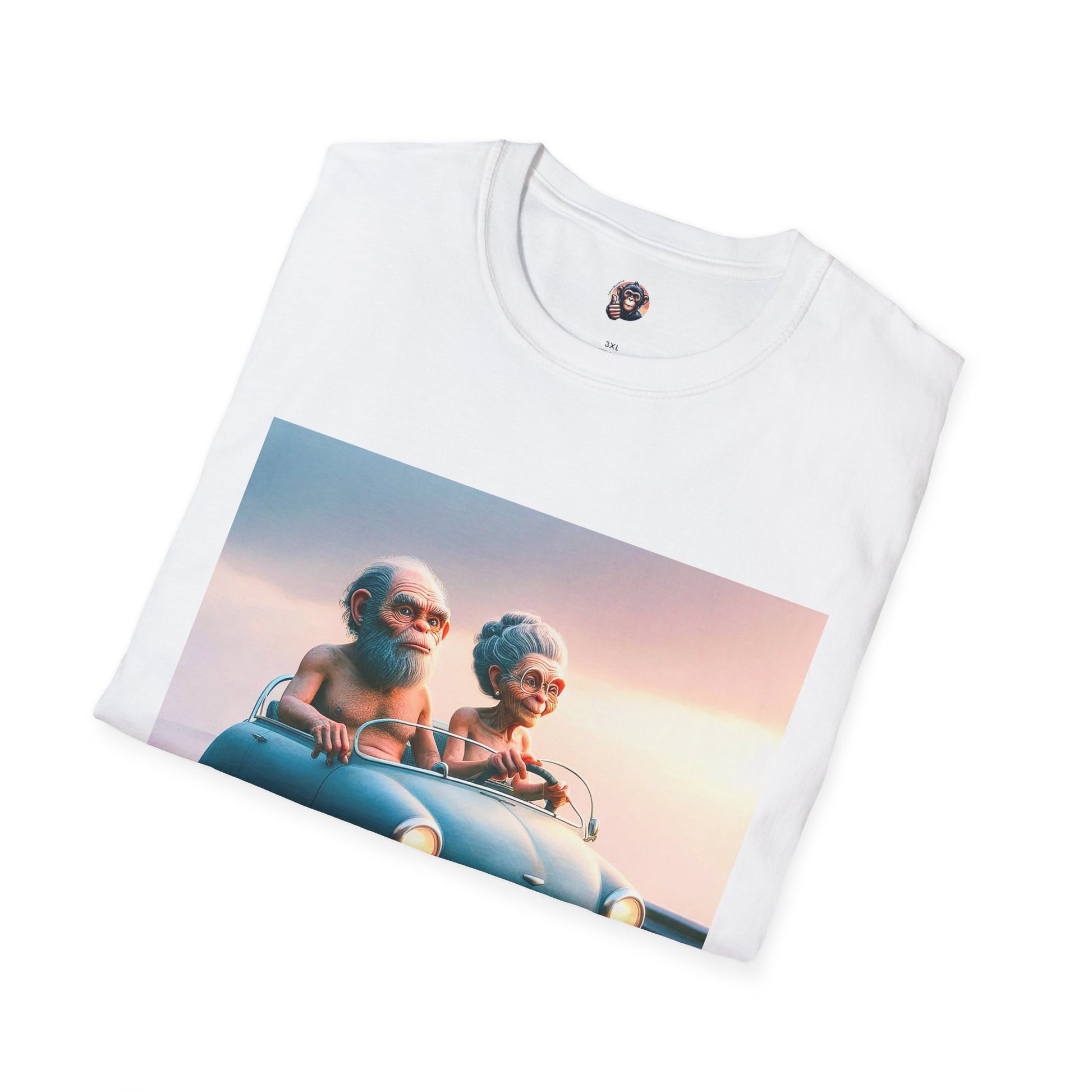 Wacky Homo Sapiens blue car T-Shirt Printify