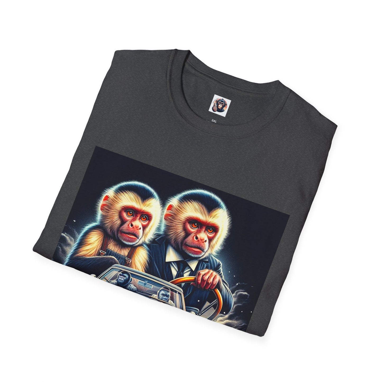 Wacky Capuchin Monkey men in black shirt T-Shirt Printify