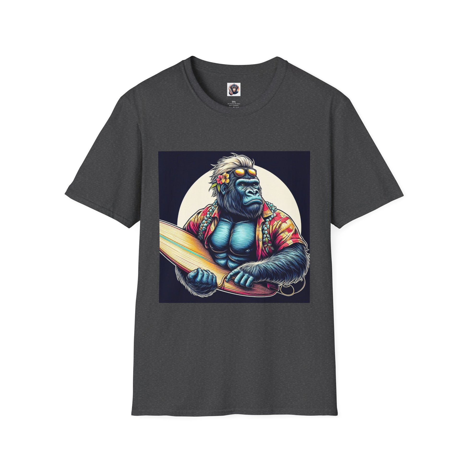 Gorilla surfer T-Shirt Printify XS Dark Heather
