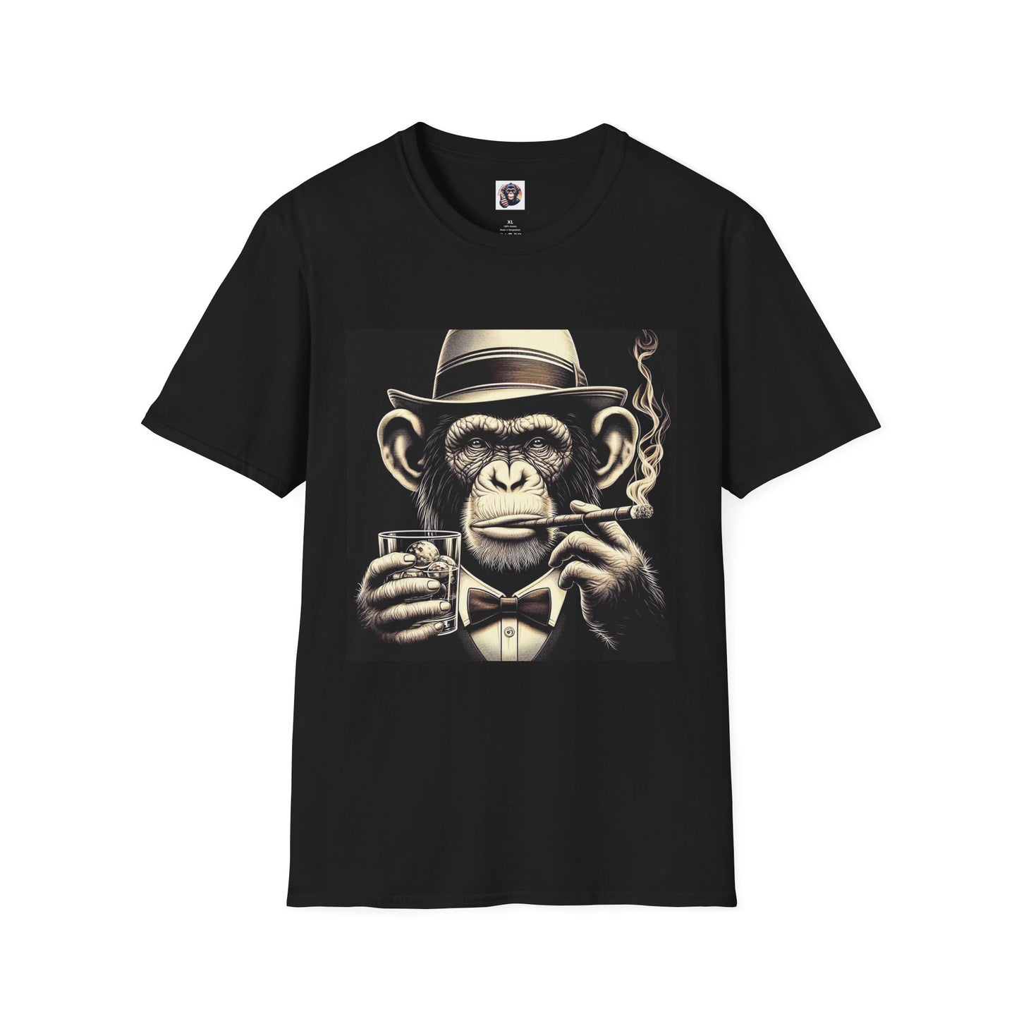 Chimp drink and smoke T-Shirt Printify XS Black