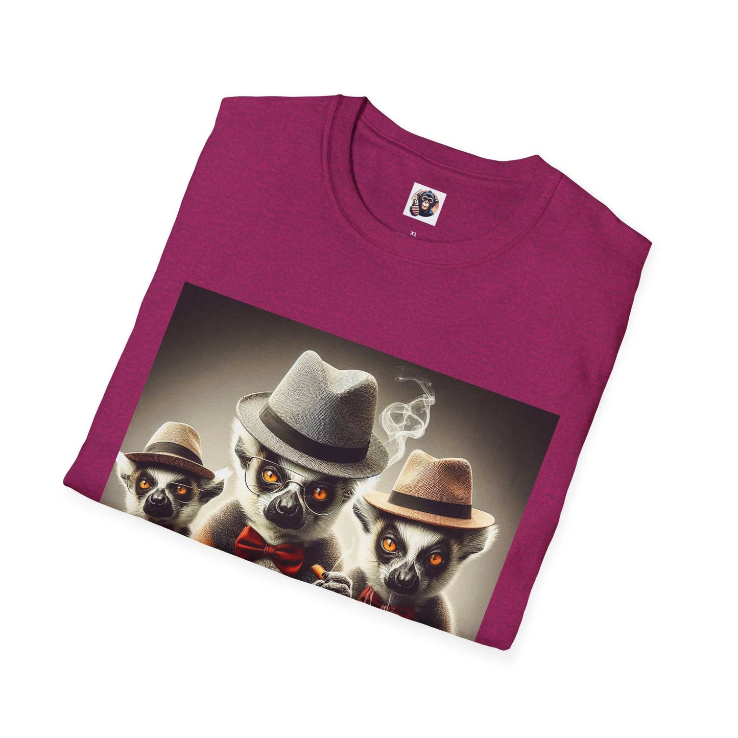 Whimsical Lemur Smoking Trio Graphic Tee With Hats And Whiskey For Fun Animal Lovers by Printify