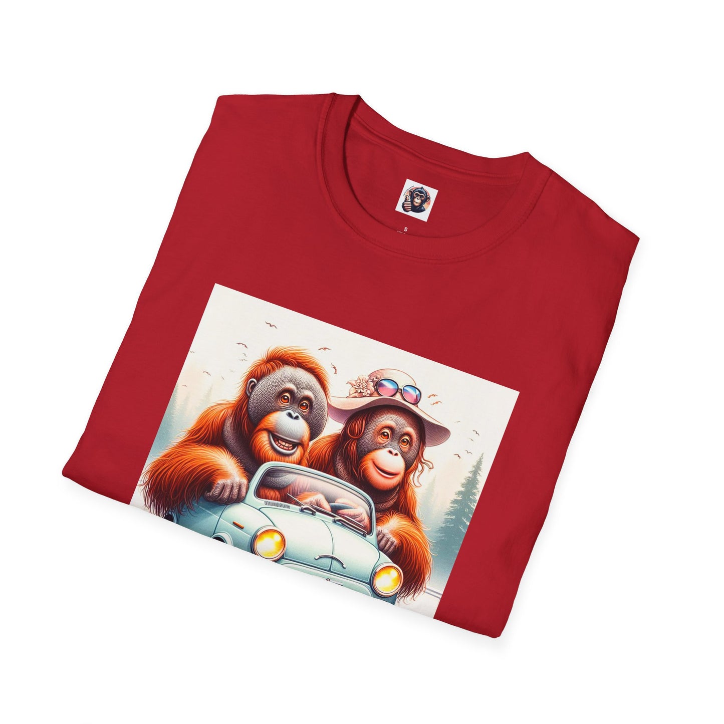 Orangutans blue car