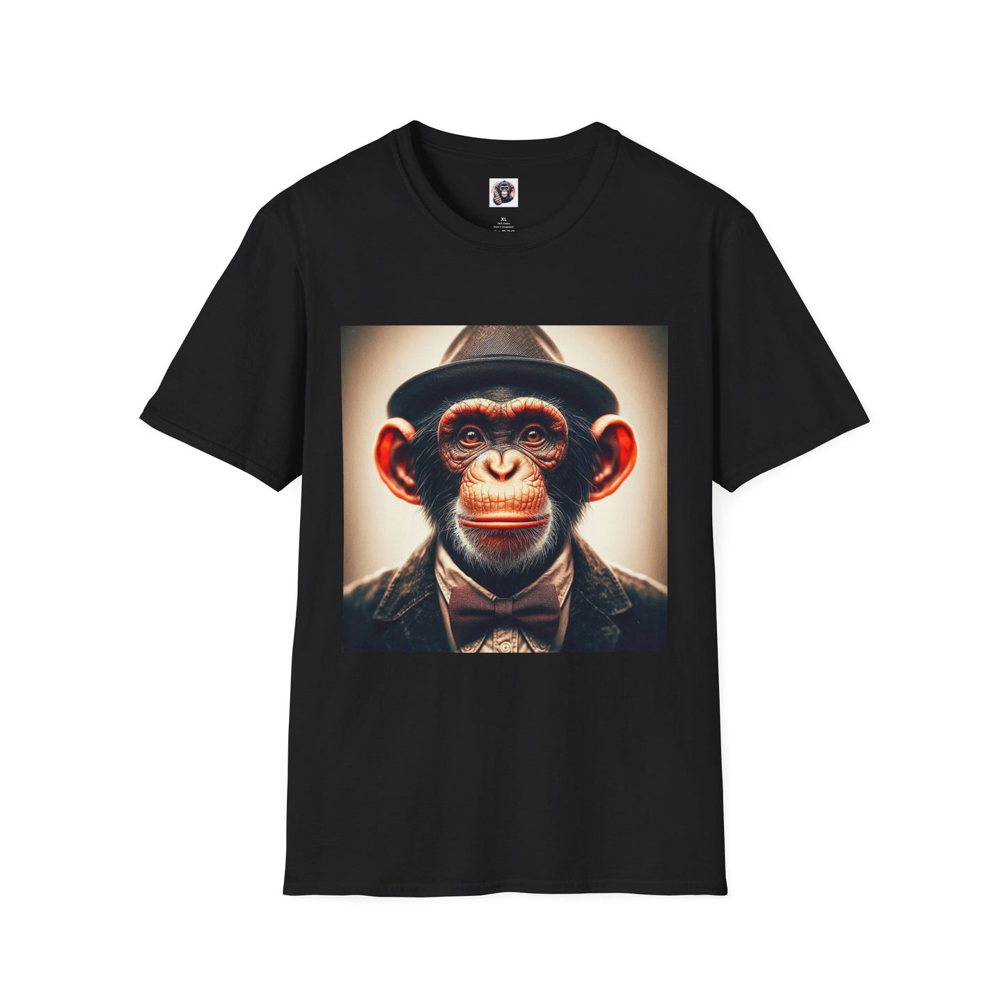 Chimp hat and tie T-Shirt Printify XS Black