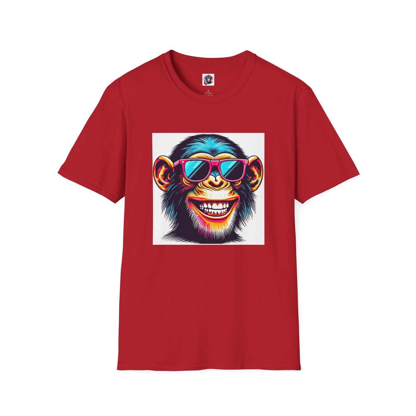 Chimp cool shades T-Shirt Printify S Cherry Red