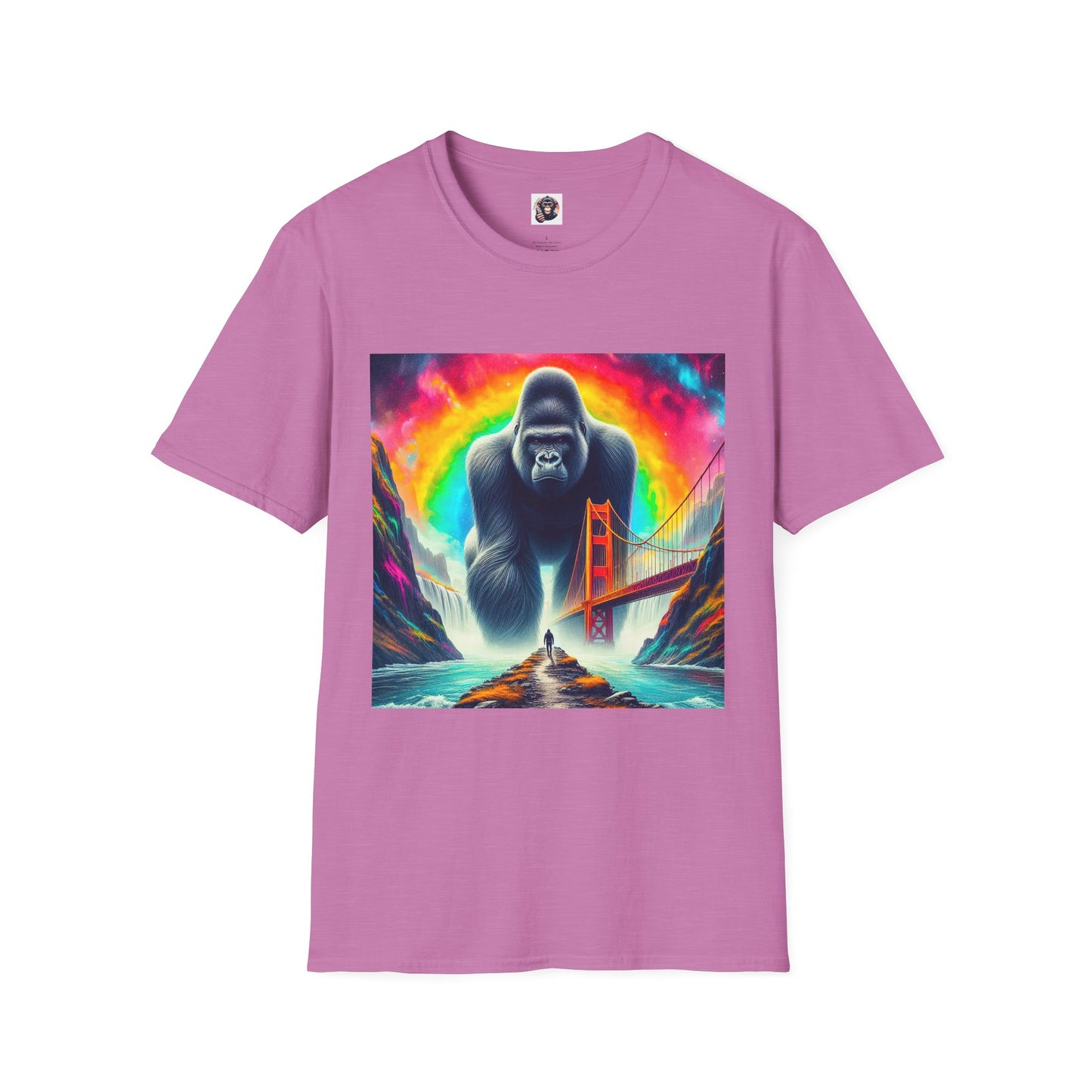 Gorilla attacking city shirt T-Shirt Printify S Heather Radiant Orchid