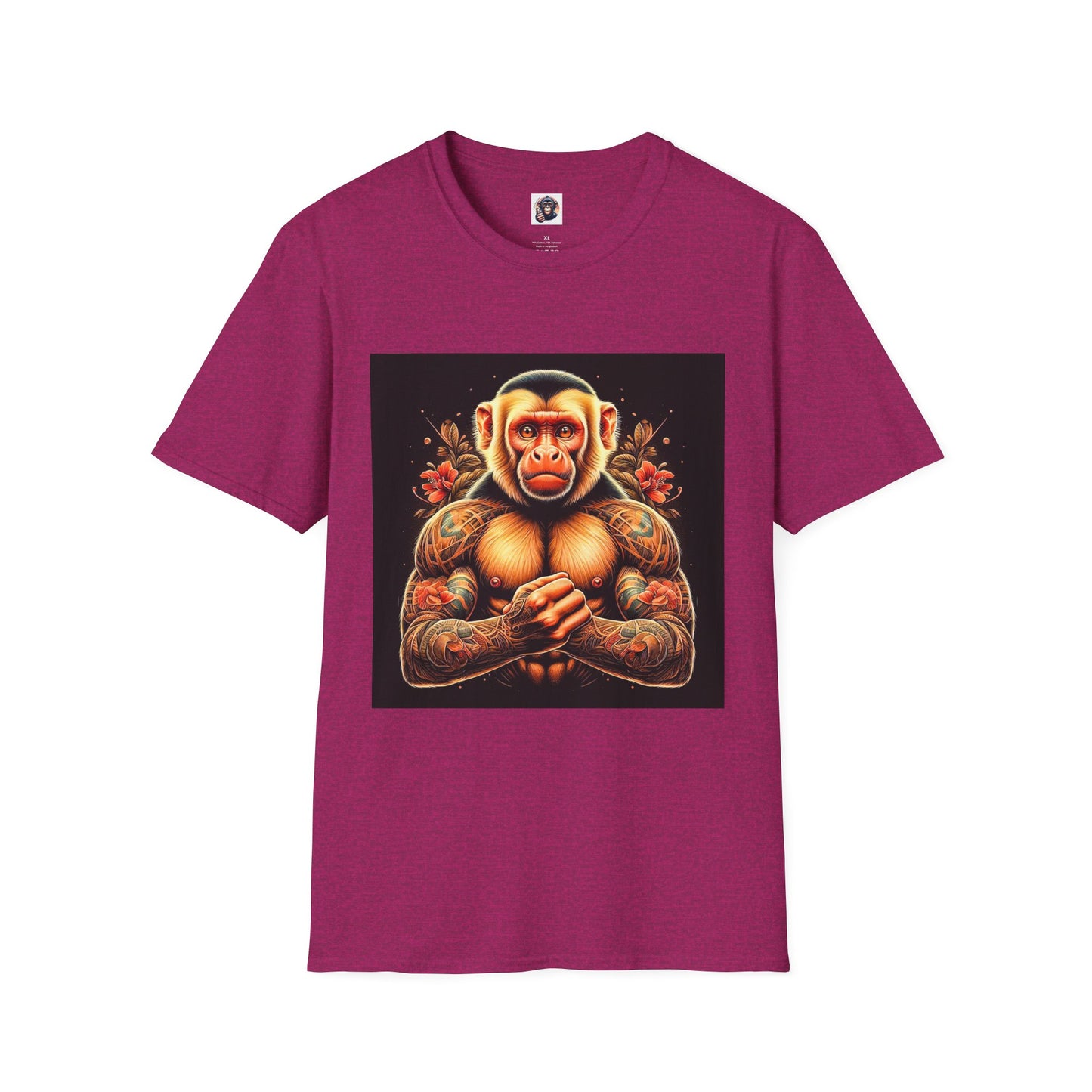Capuchin Monkey tough muscle man shirt T-Shirt Printify S Antique Heliconia