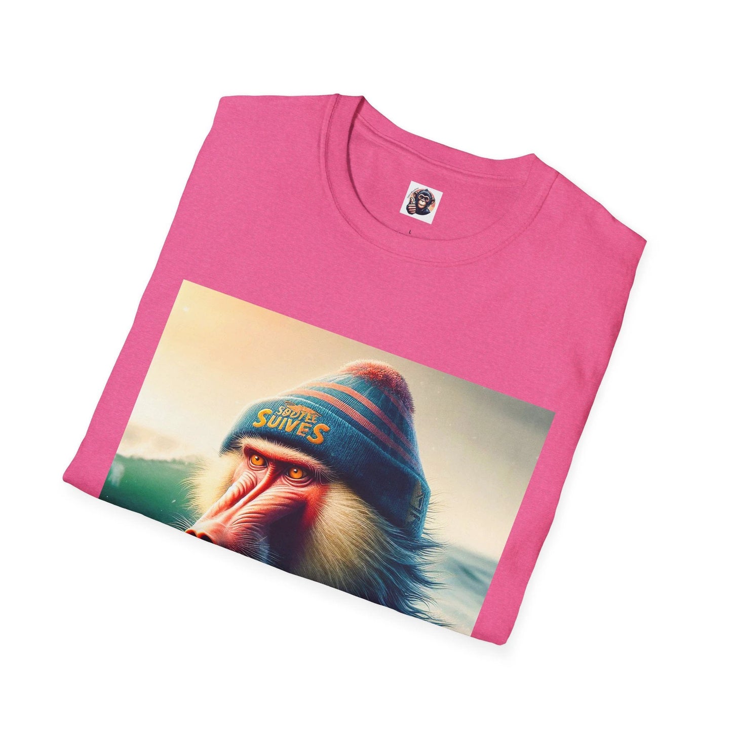 Baboon Surfer T Shirt For Men Women Casual Creative Wildlife Animal Design Tee Graphic Print by Printify