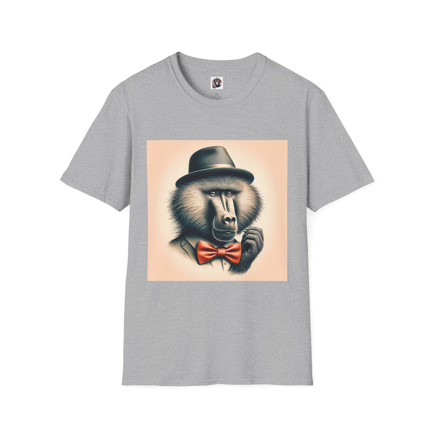 Baboon hat and bow T-Shirt Printify XS Sport Grey