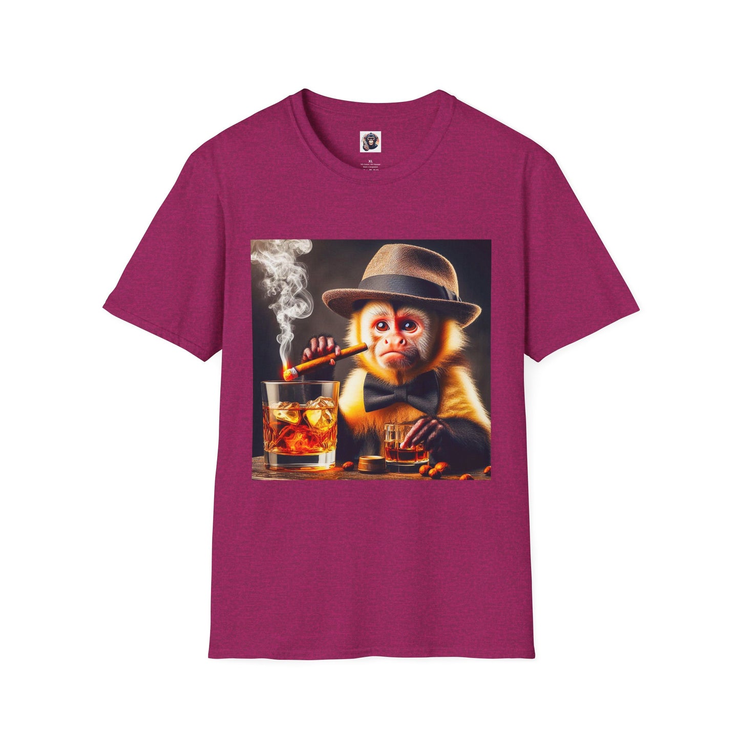 Capuchin Monkey smoking shirt T-Shirt Printify S Antique Heliconia