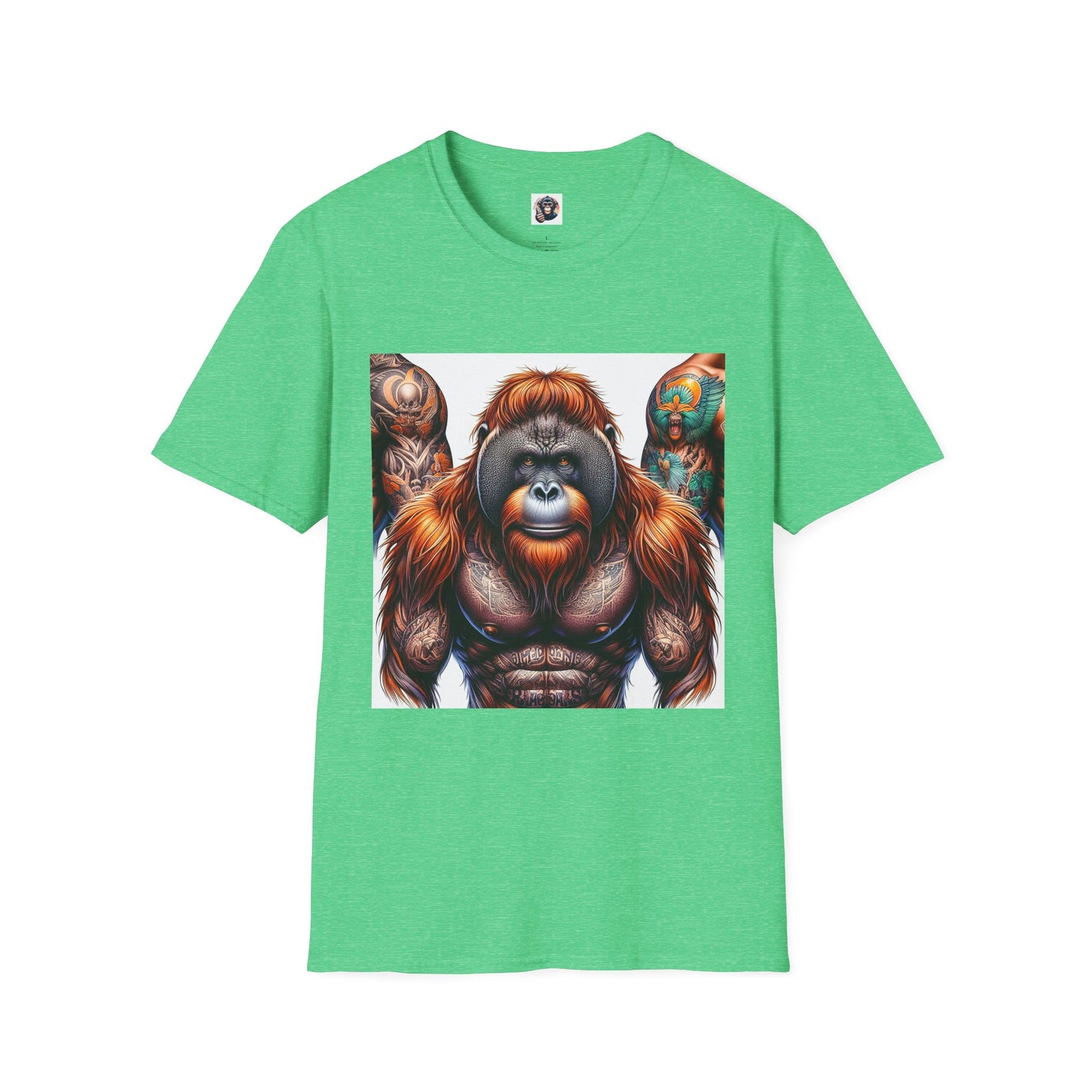 Orangutans muscles man T-Shirt Printify S Heather Irish Green