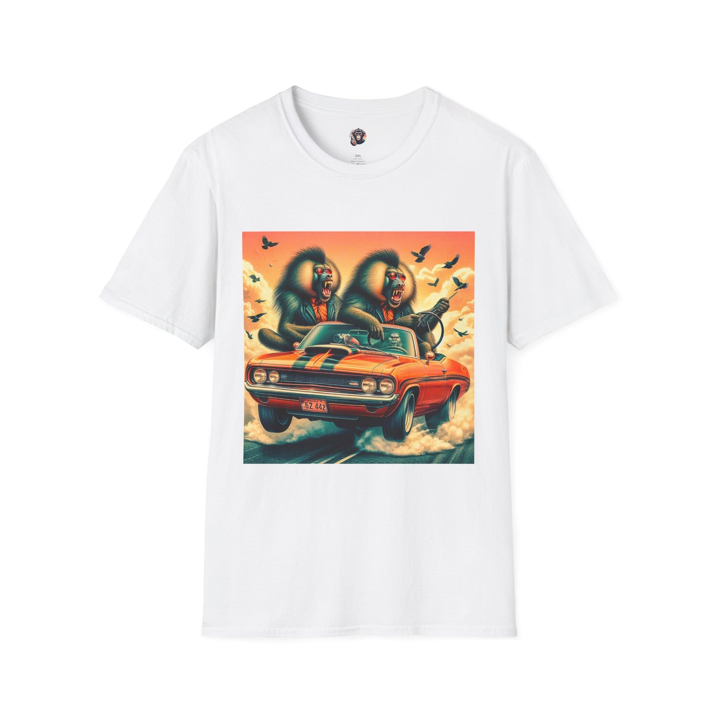 Wacky Baboon tiny car T-Shirt Printify S White