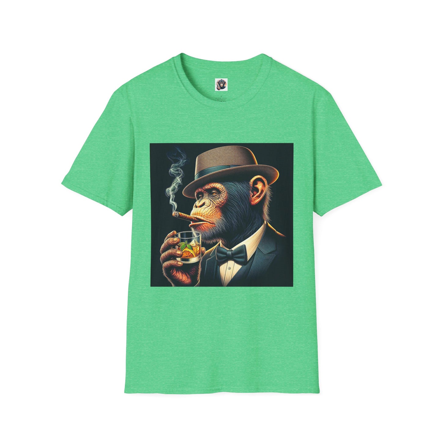 Bonobo cigars and whiskey T-Shirt Printify S Heather Irish Green