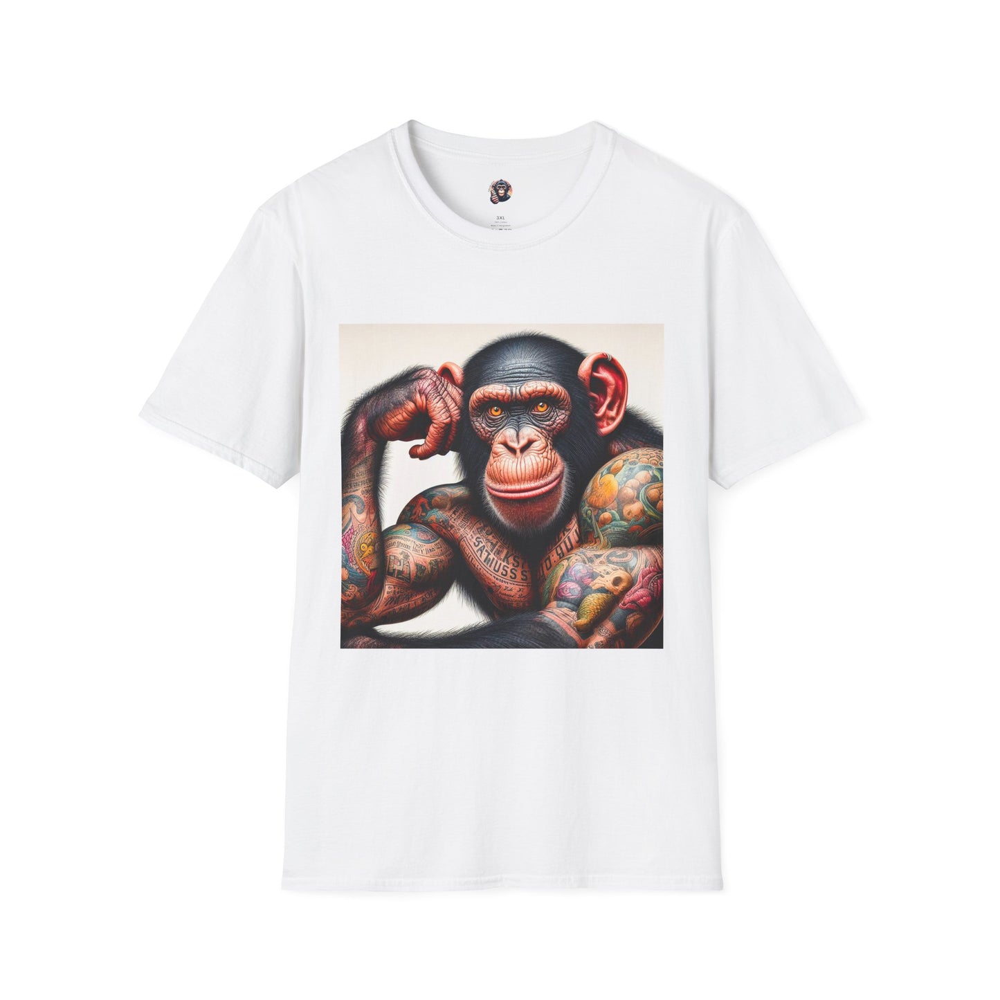 Bonobo muscles man T-Shirt Printify S White