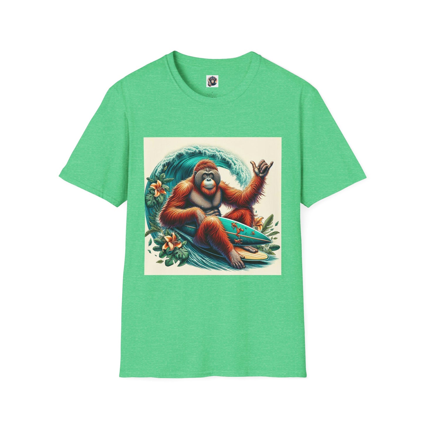 Orangutans beach dude T-Shirt Printify S Heather Irish Green
