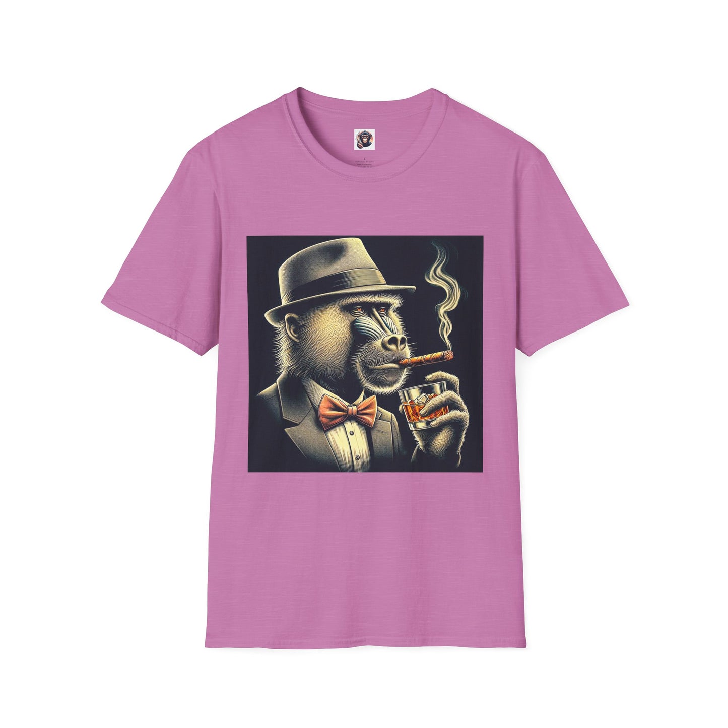 Baboon cigar smoking T-Shirt Printify S Heather Radiant Orchid