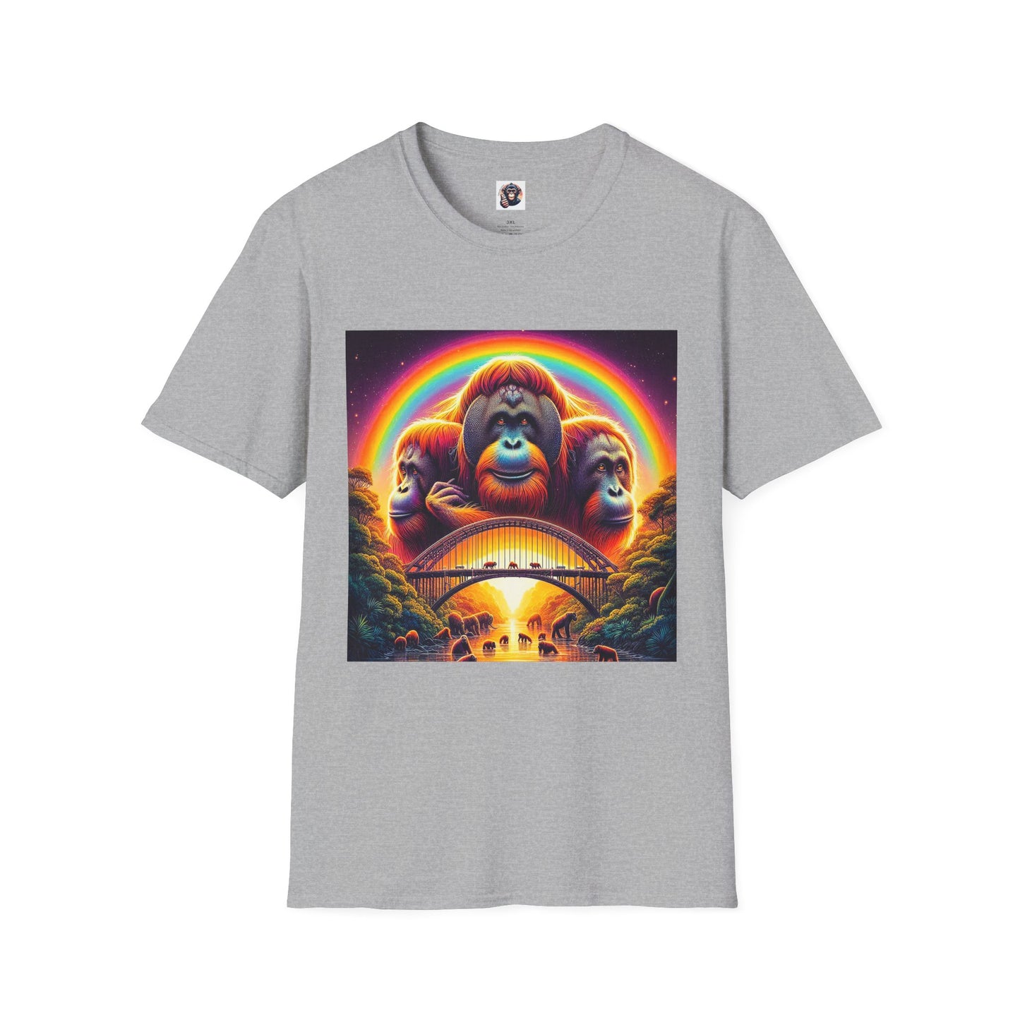Orangutans rainbow bridge T-Shirt Printify XS Sport Grey