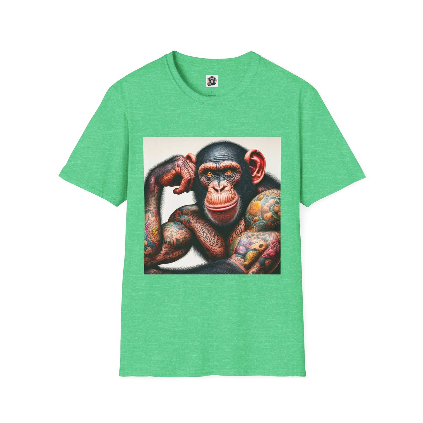 Bonobo muscles man T-Shirt Printify S Heather Irish Green