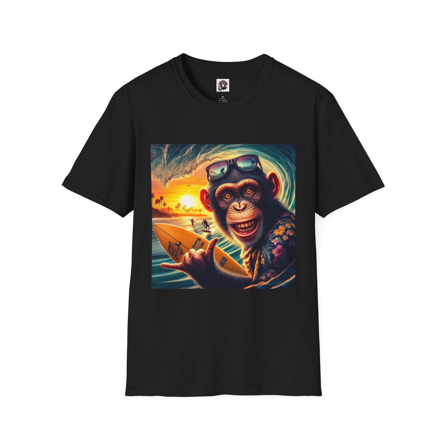 Chimp surfs up T-Shirt Printify XS Black