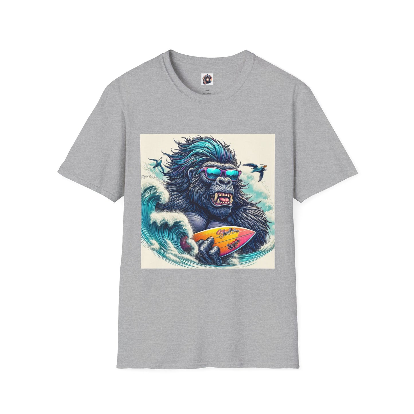 Gorilla surfer dude T-Shirt Printify XS Sport Grey