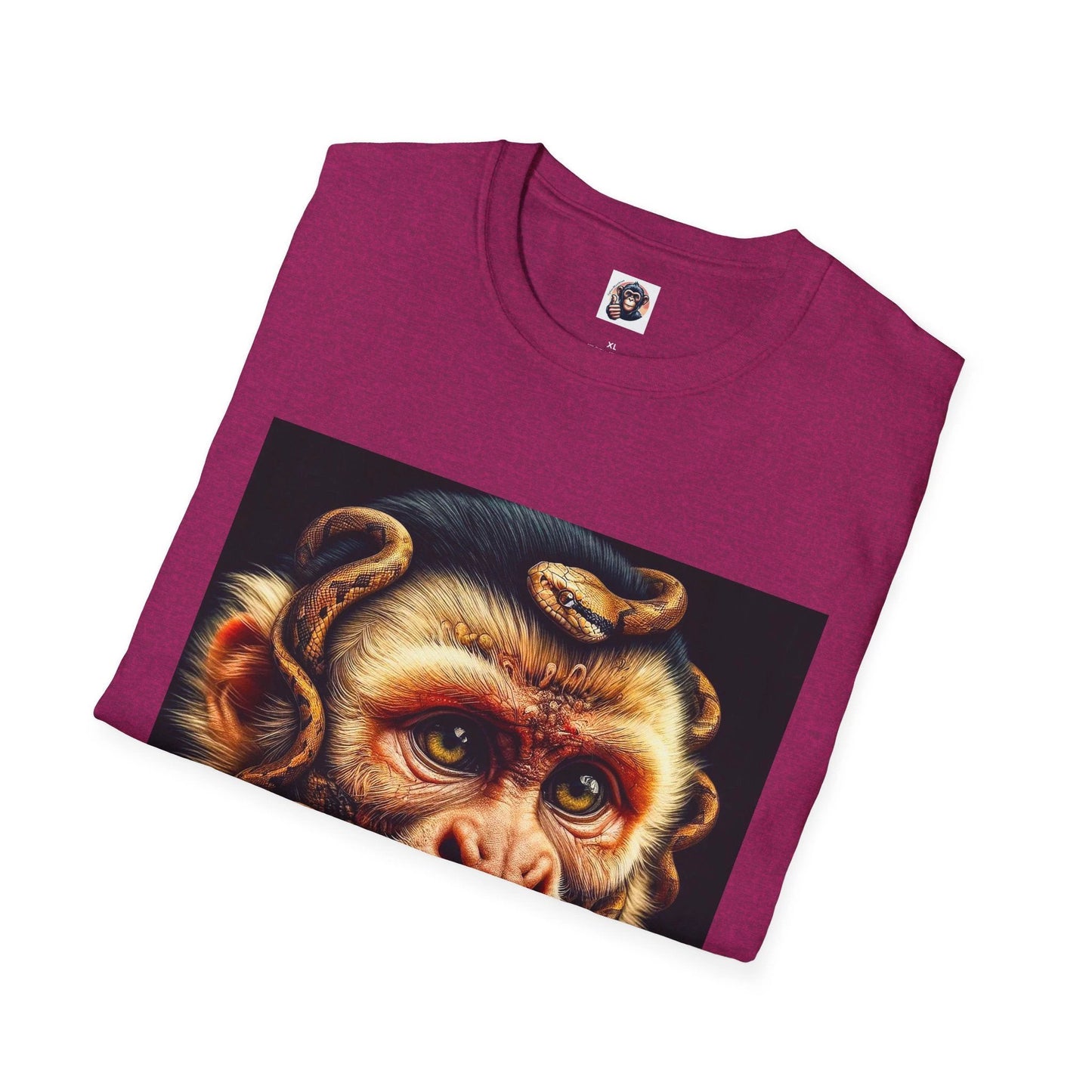 Capuchin Monkey Snake Hair Graphic T Shirt Featuring a Detailed Primate Design on Soft Cotton by Printify