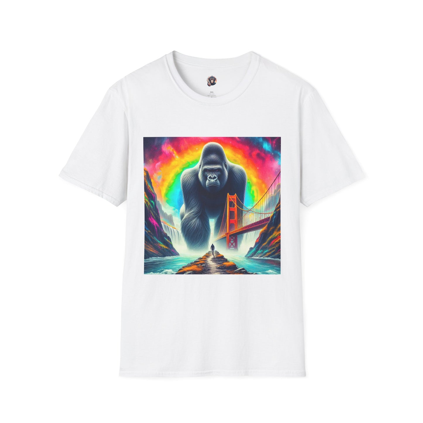 Gorilla attacking city shirt T-Shirt Printify S White