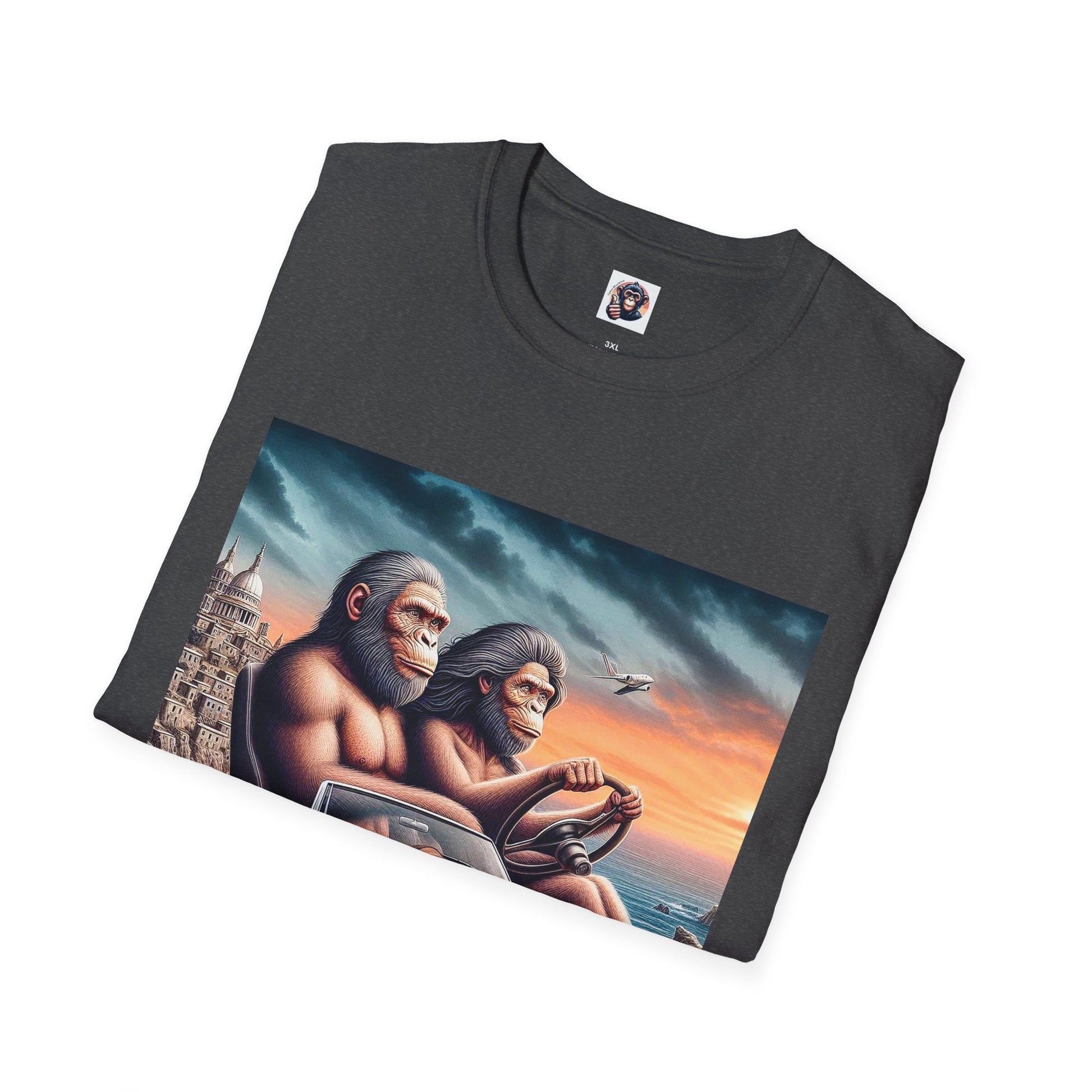 Wacky Homo Sapiens sunset driving T-Shirt Printify