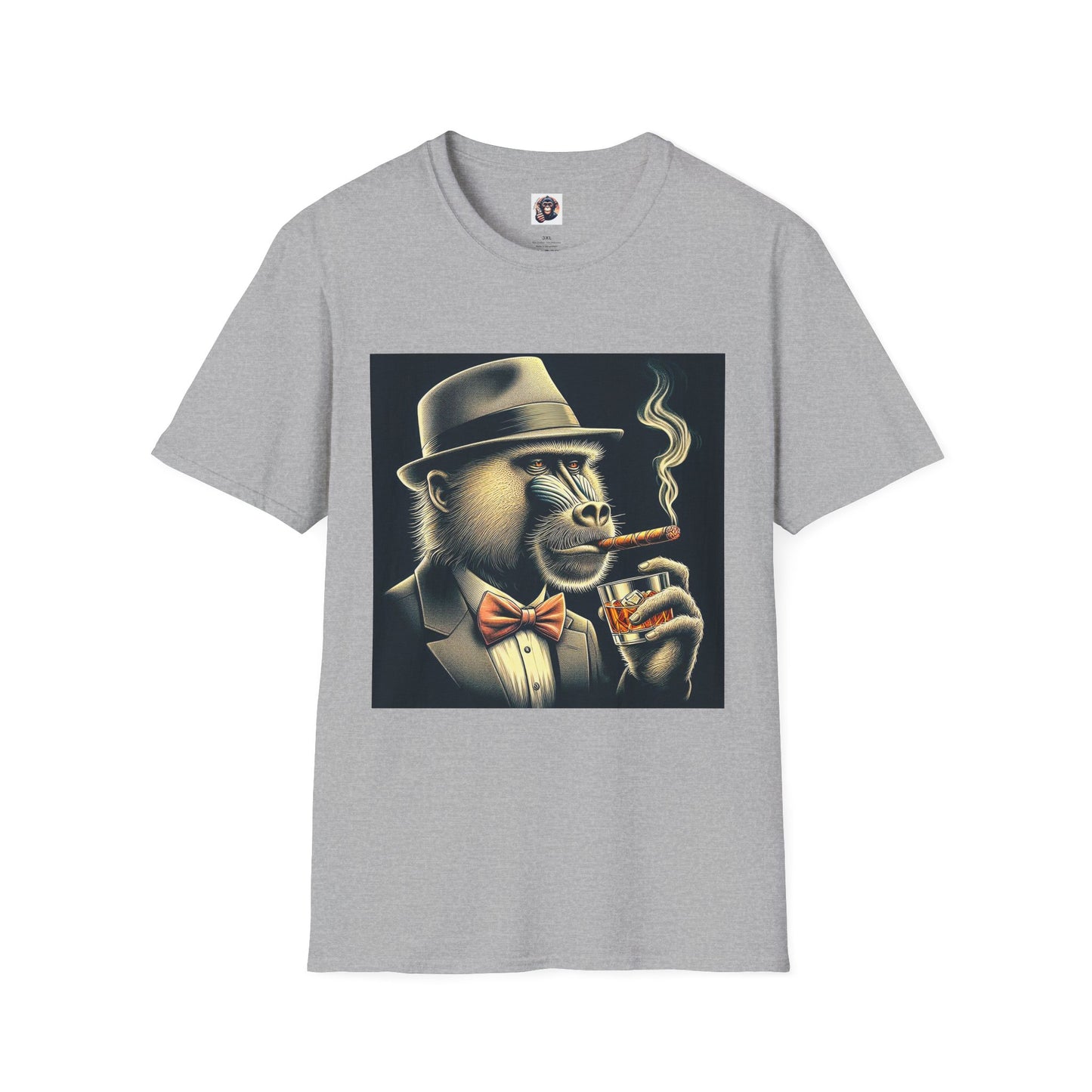 Baboon cigar smoking T-Shirt Printify XS Sport Grey