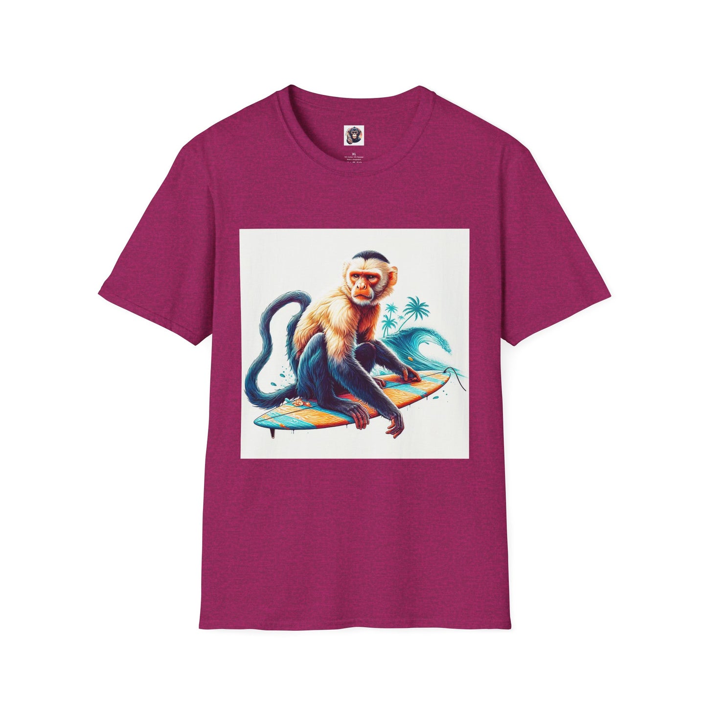 Capuchin Monkey ocean surfer T-Shirt Printify S Antique Heliconia