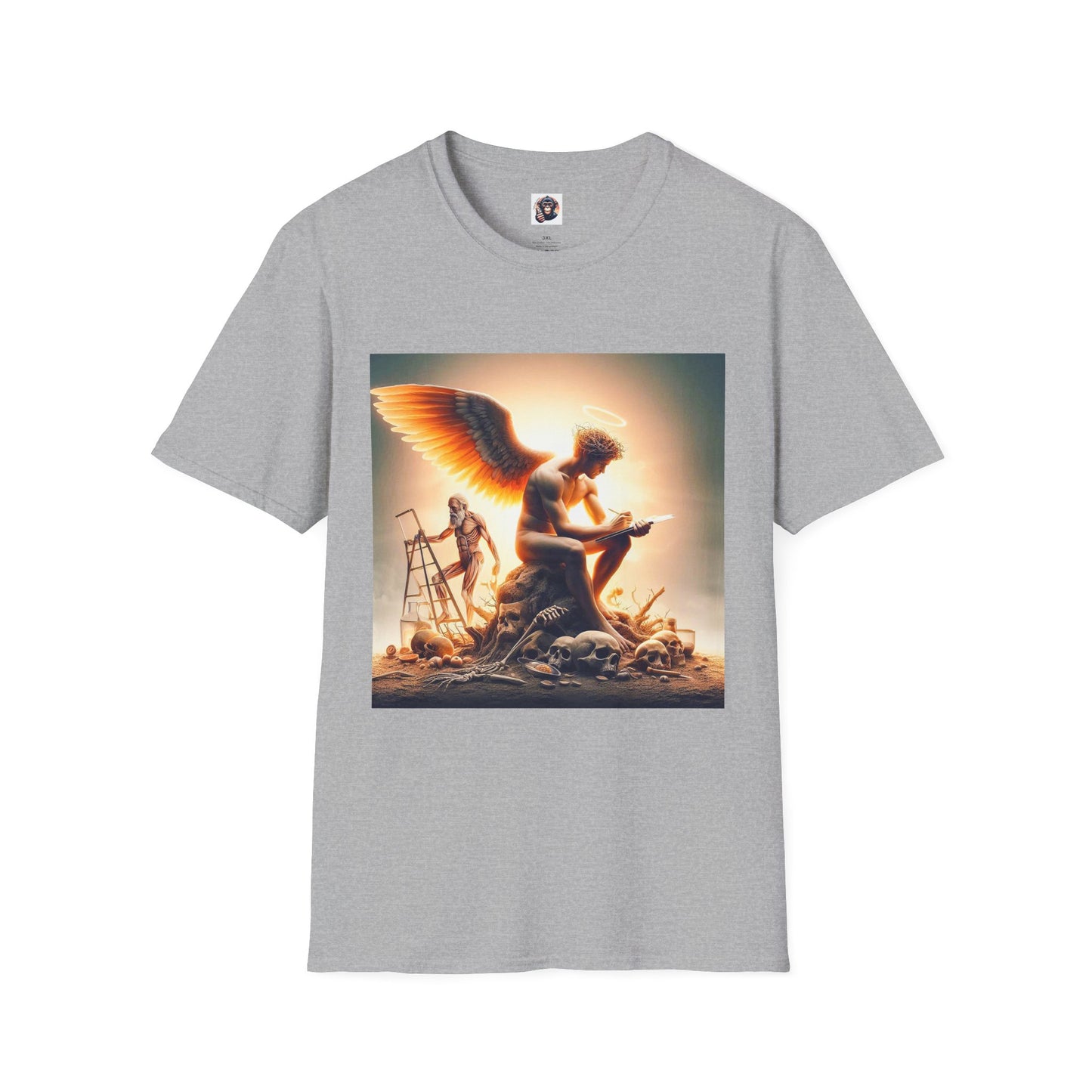 Homo Sapiens Angel reading T-Shirt Printify XS Sport Grey