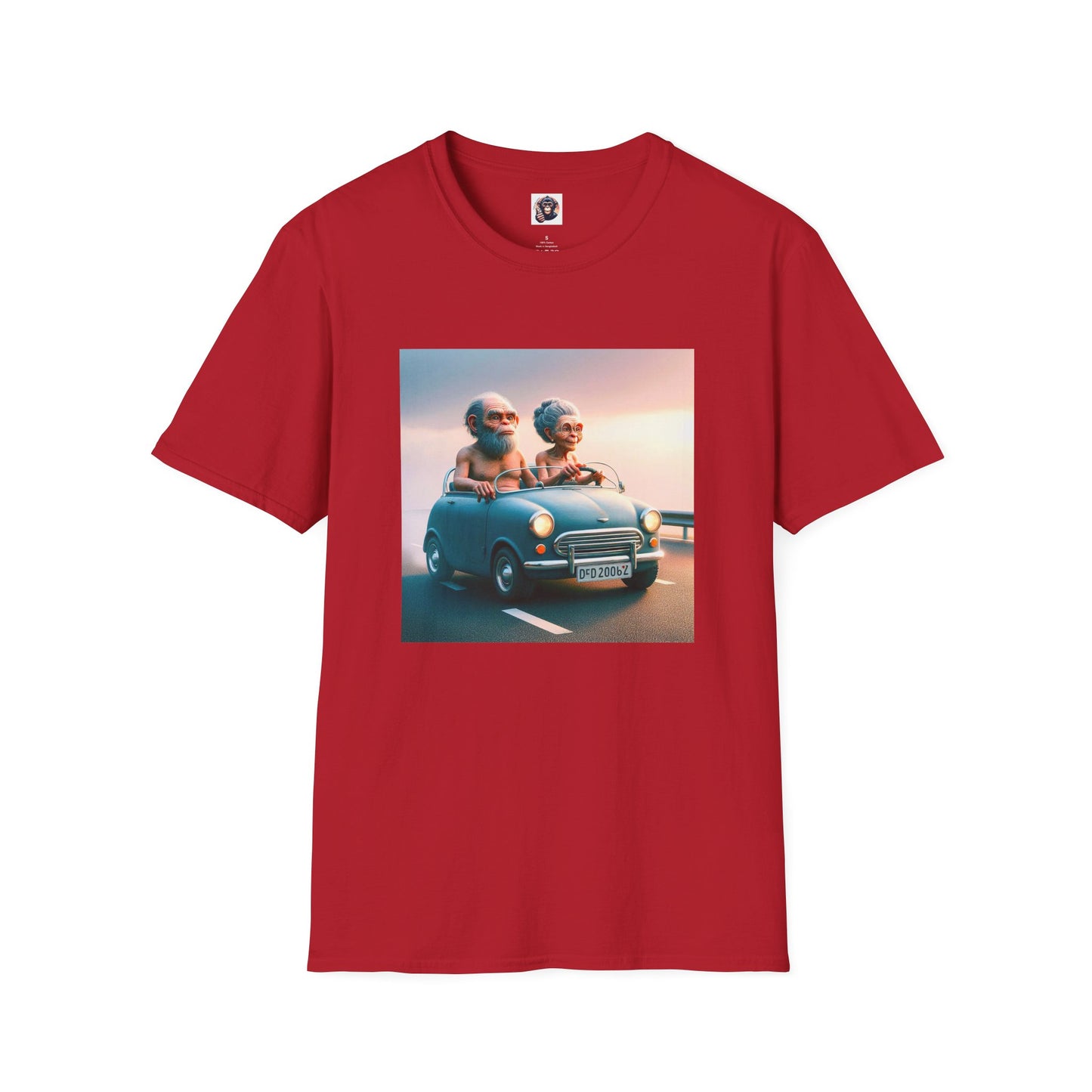 Wacky Homo Sapiens blue car T-Shirt Printify S Cherry Red