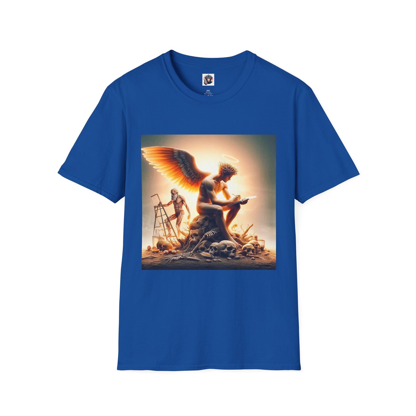 Homo Sapiens Angel reading T-Shirt Printify XS Royal