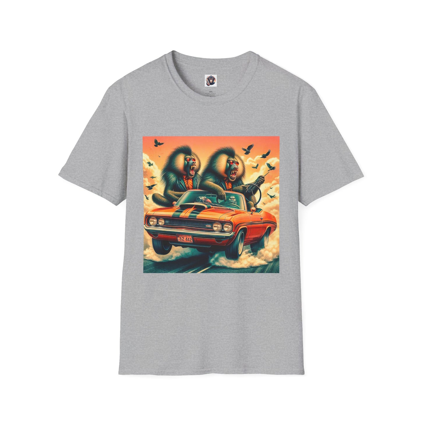 Wacky Baboon tiny car T-Shirt Printify XS Sport Grey