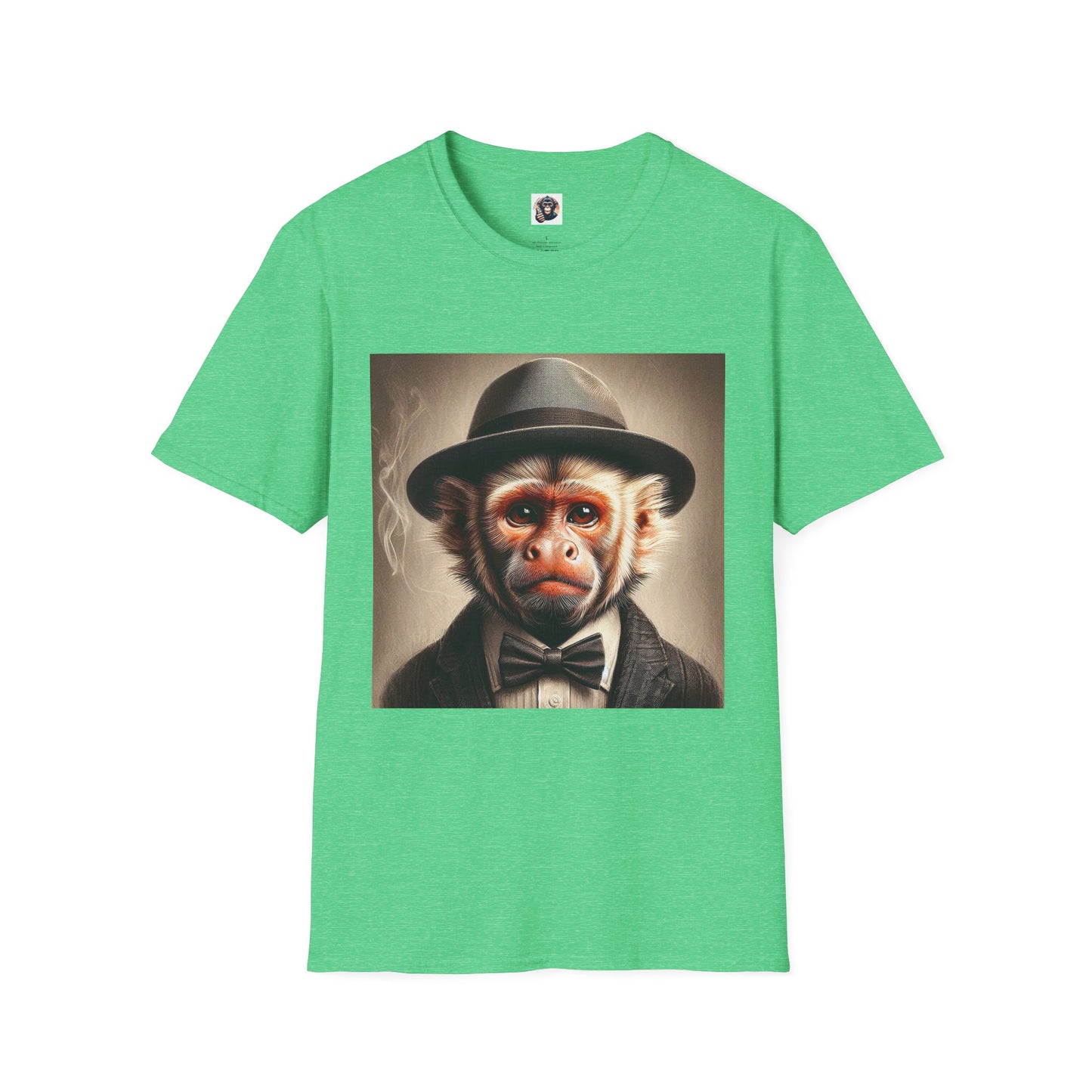 Capuchin Monkey suit and tie shirt T-Shirt Printify S Heather Irish Green