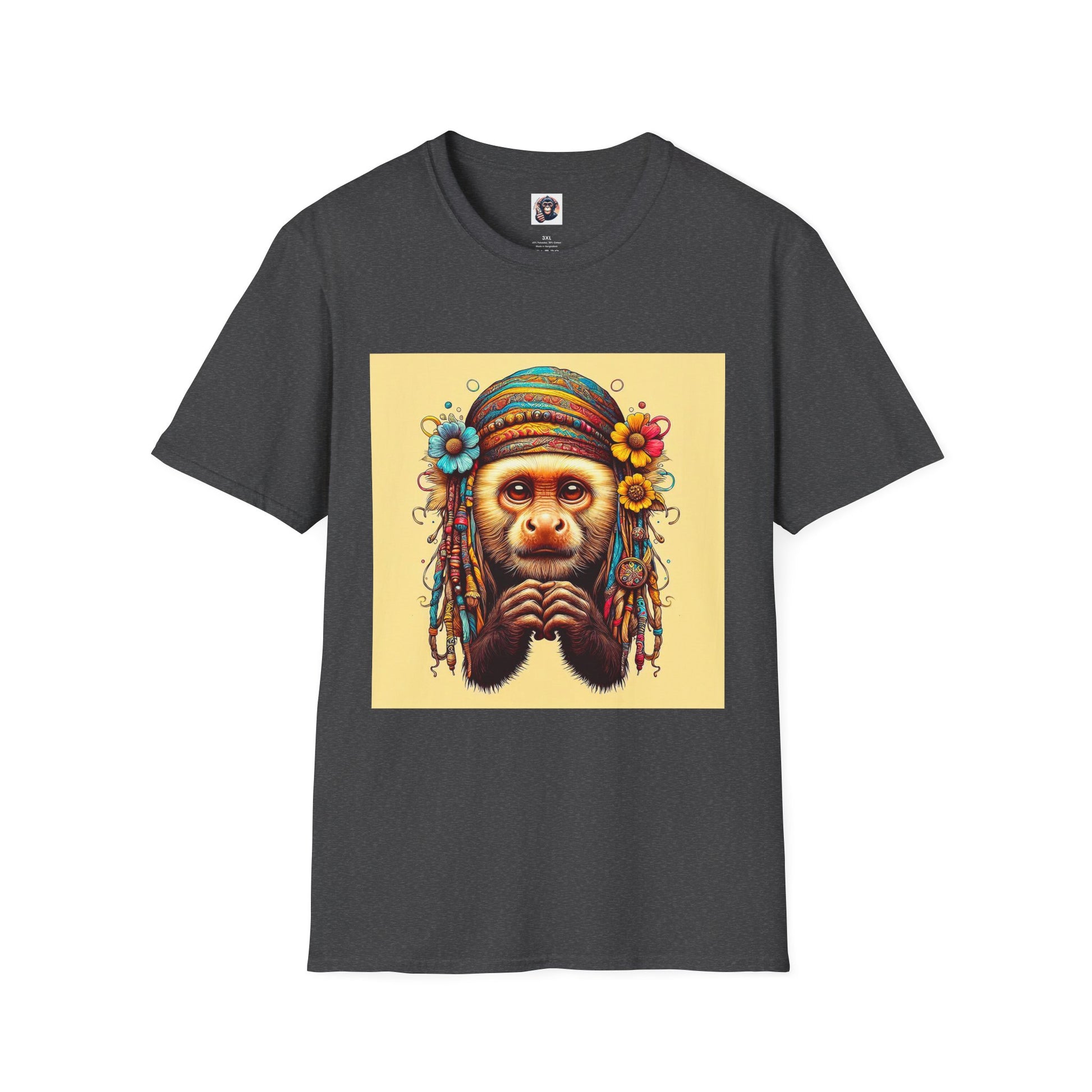Capuchin Monkey 70s princess shirt T-Shirt Printify XS Dark Heather