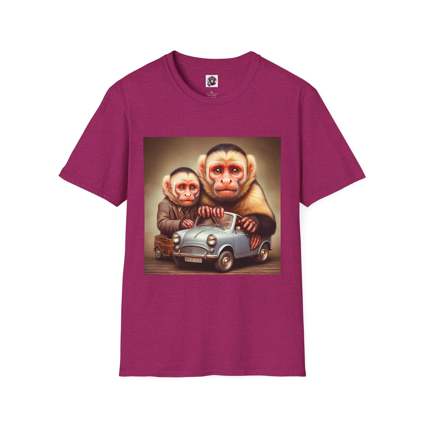 Capuchin friends driving Tee Shirt T-Shirt Printify S Antique Heliconia