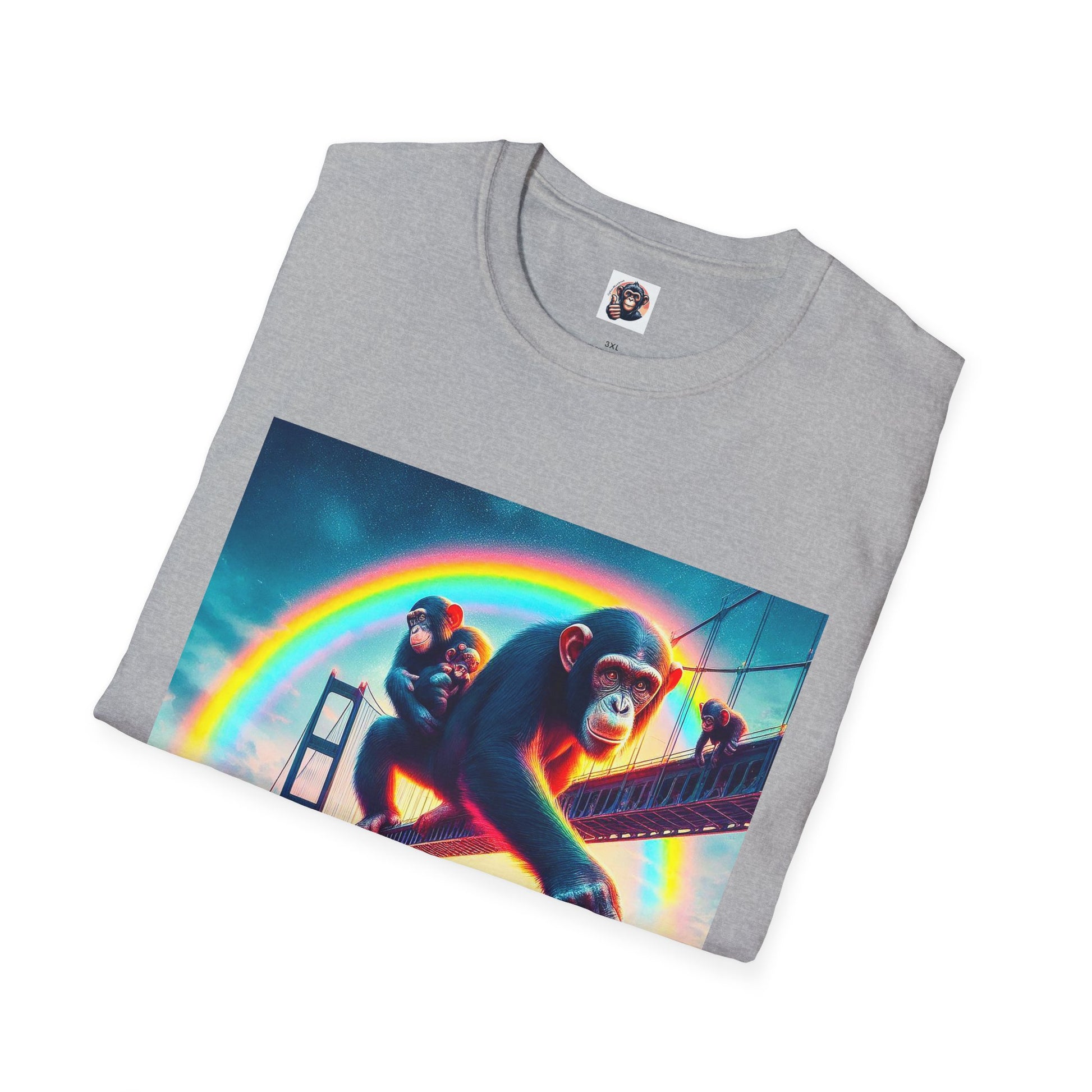 Bonobo rainbow and clouds T-Shirt Printify