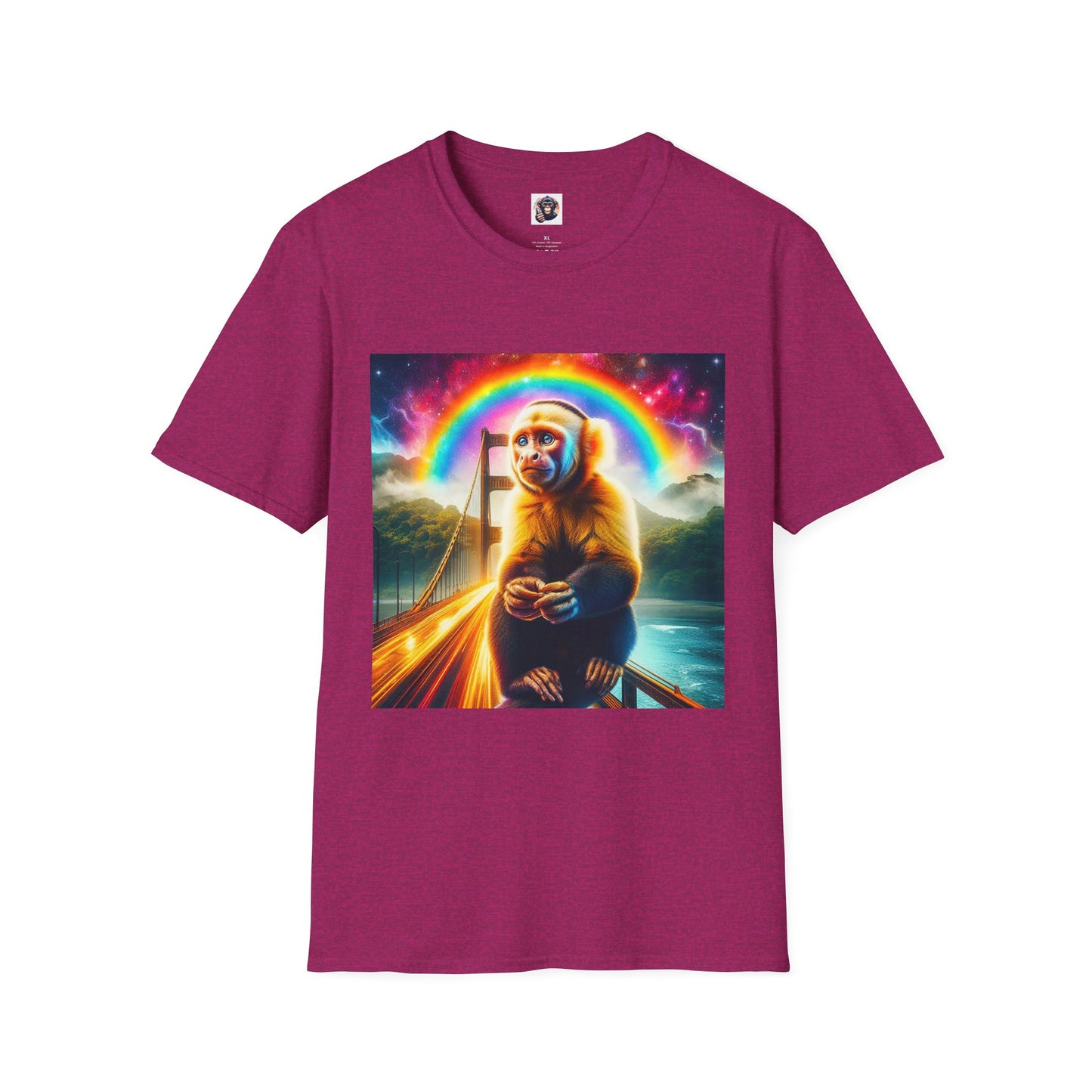 Capuchin Monkey rainbow bridge T-Shirt Printify S Antique Heliconia