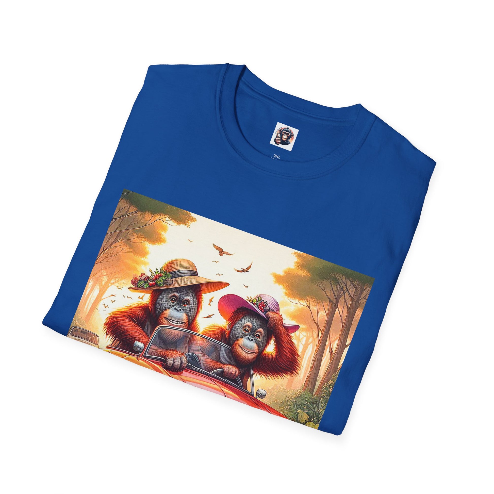 Wacky Orangutans red car T-Shirt Printify