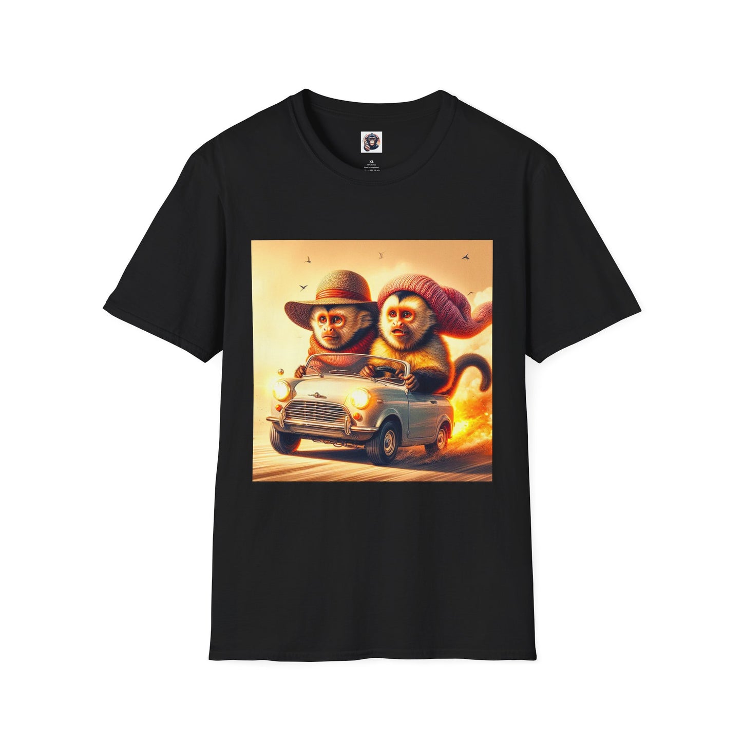 Wacky Capuchin Monkey dessert driving T-Shirt Printify XS Black