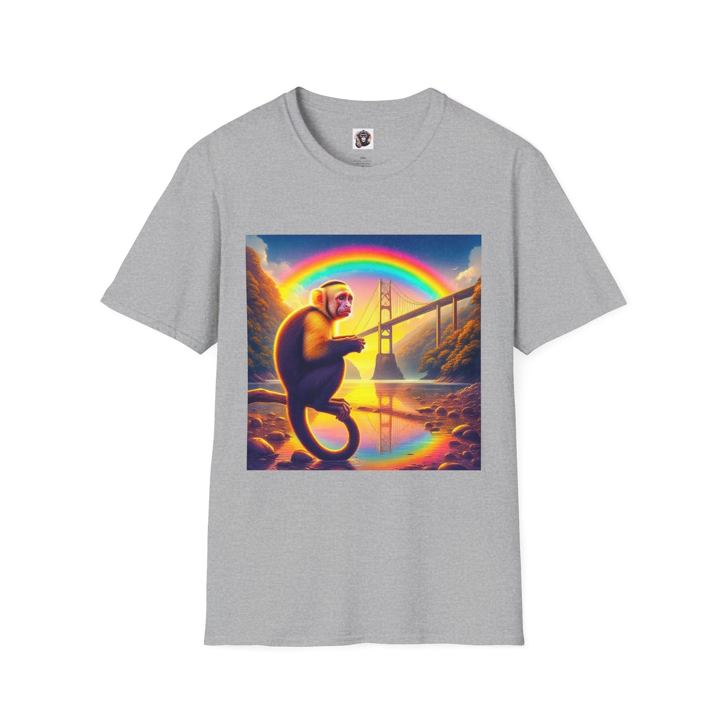 Capuchin Monkey rainbow bridge shirt T-Shirt Printify XS Sport Grey